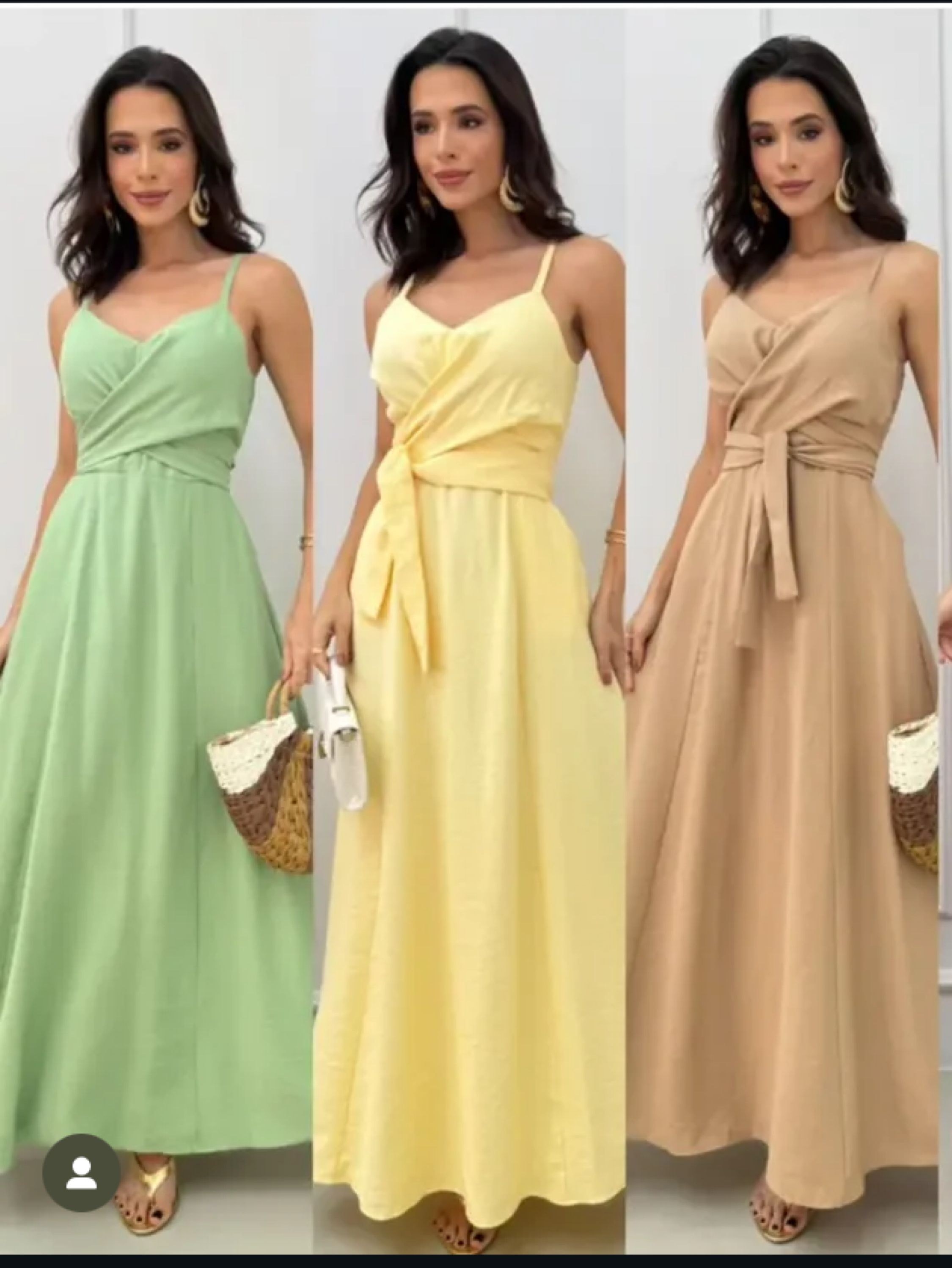 Vestido longo com detalhe transpassado nk busto