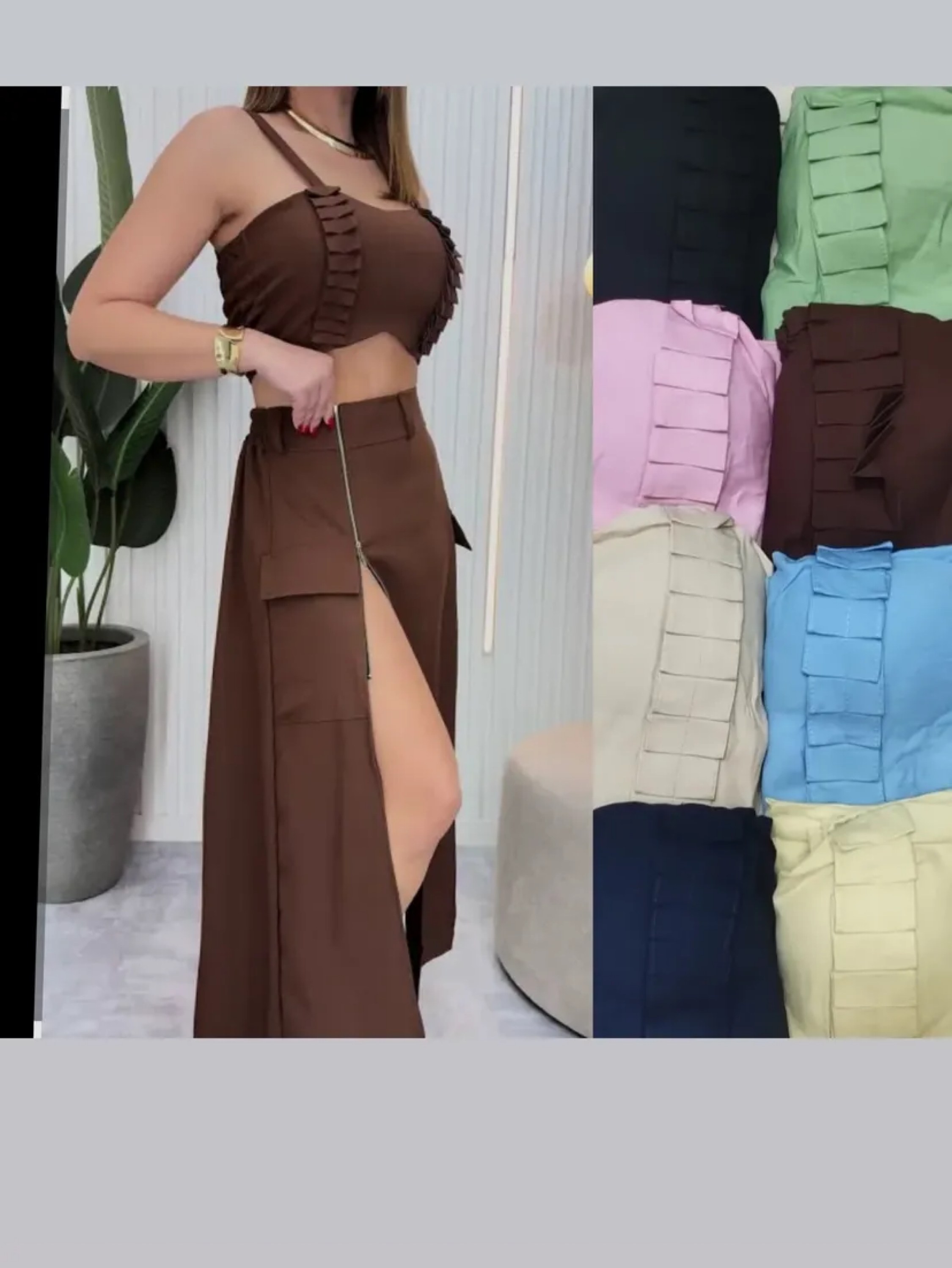 Conjunto saia e crooped