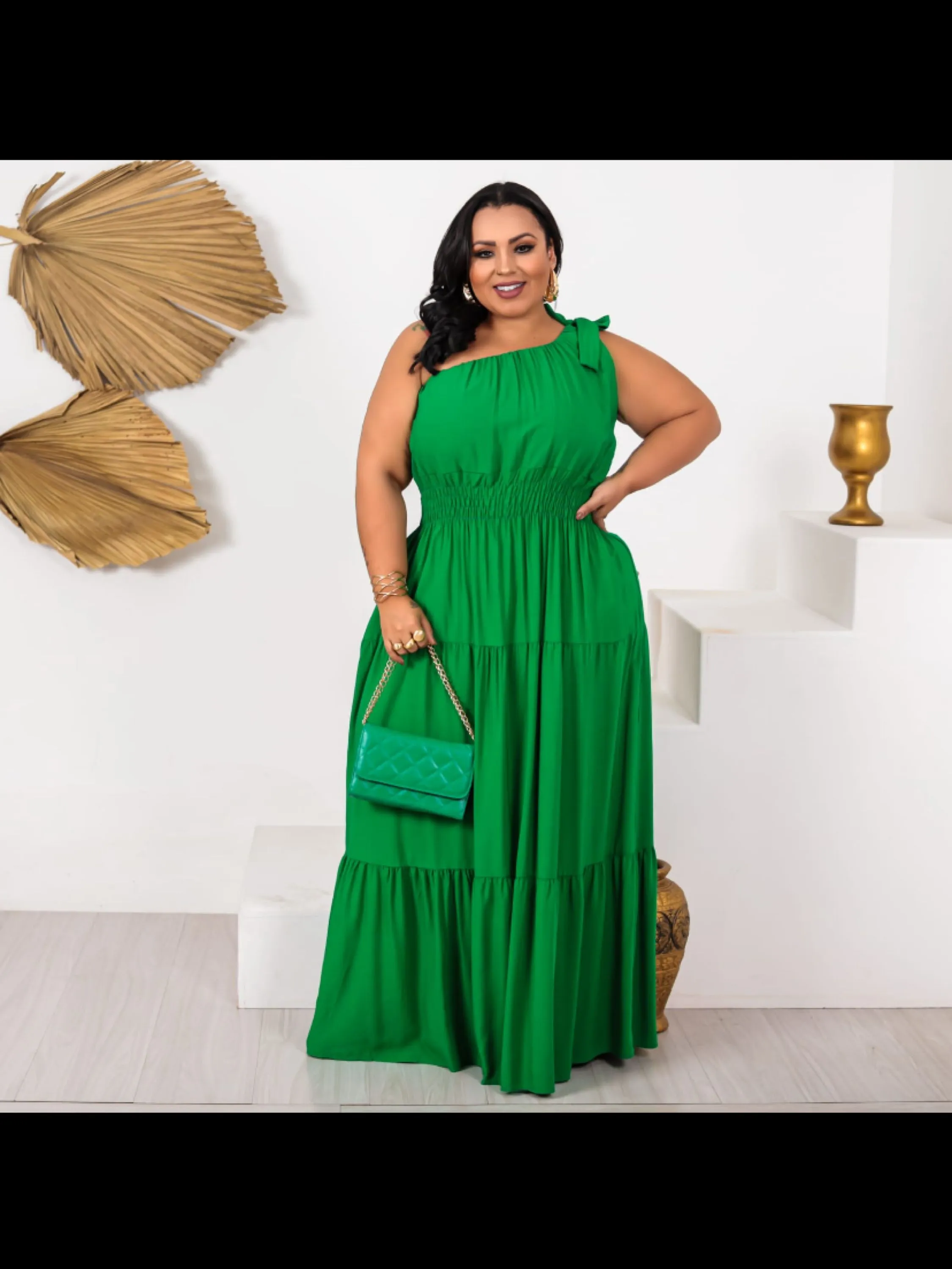 Vestido longo mula manca plus size veste até 52(new5006)