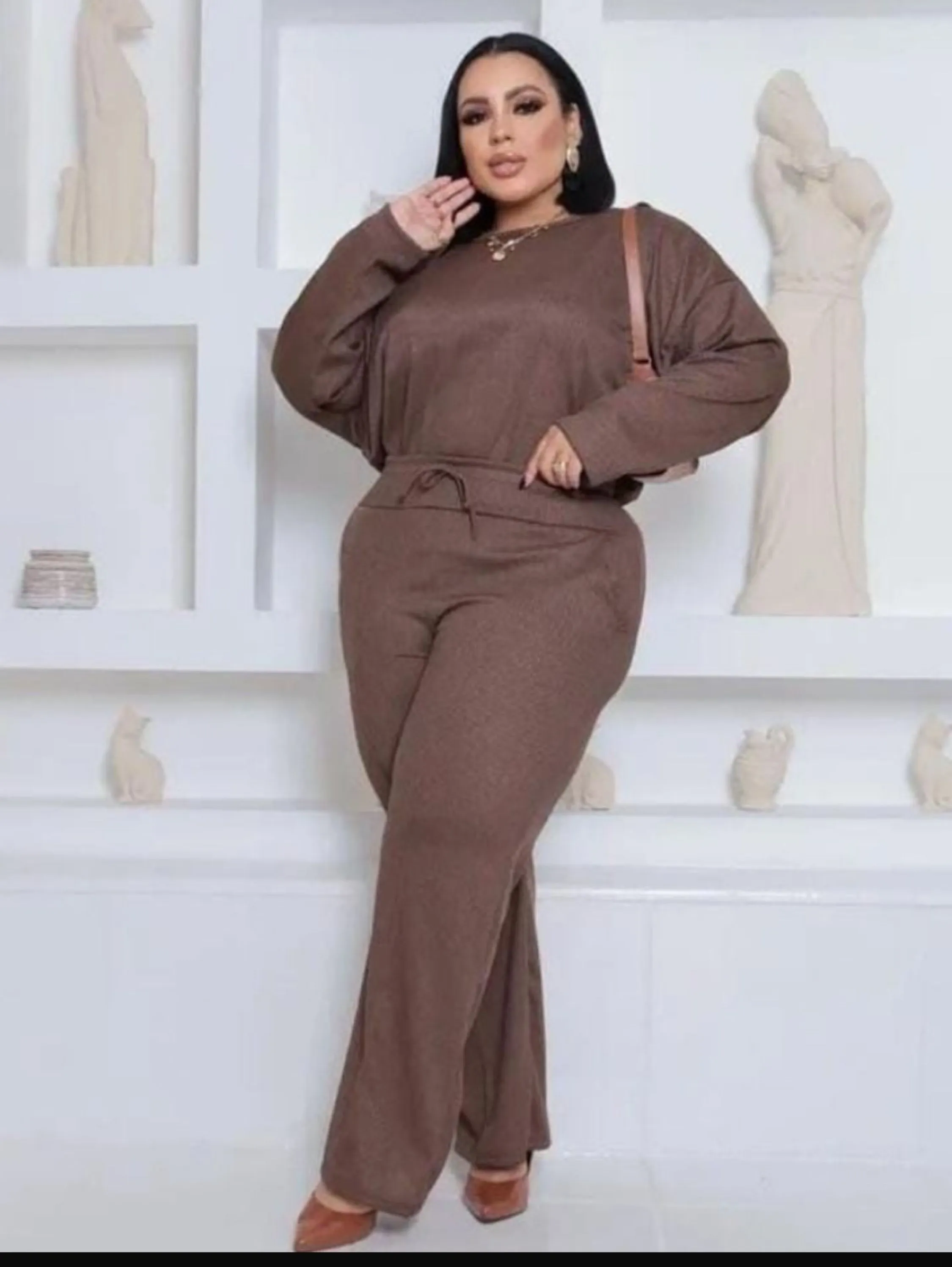 Conjunto Pantalona é manhã longa Plus size