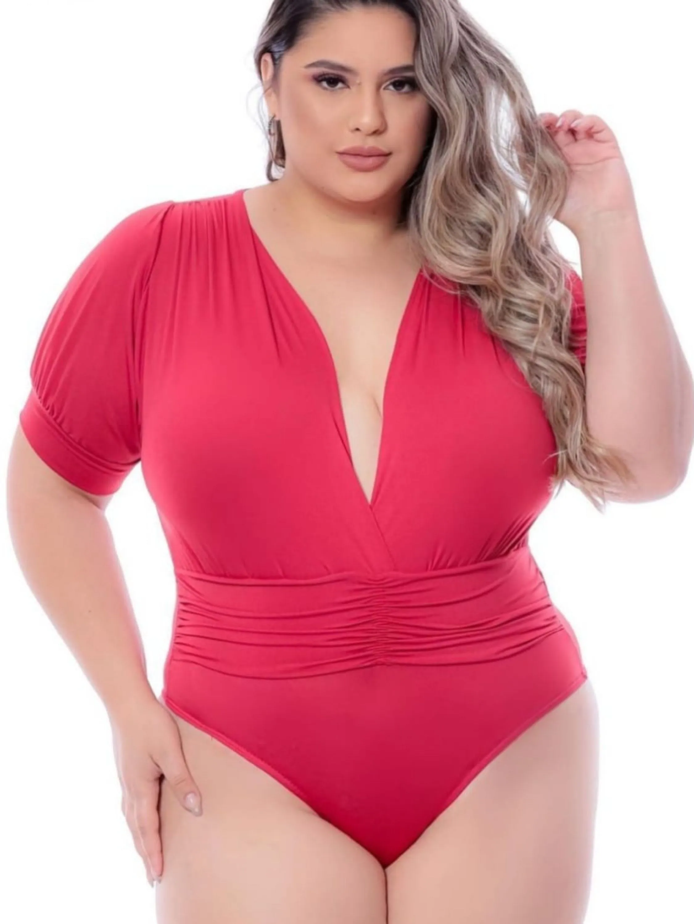 Body manga princesa tecido viscolycra plus size tamanho único veste até 50 (estacionamento  azul )