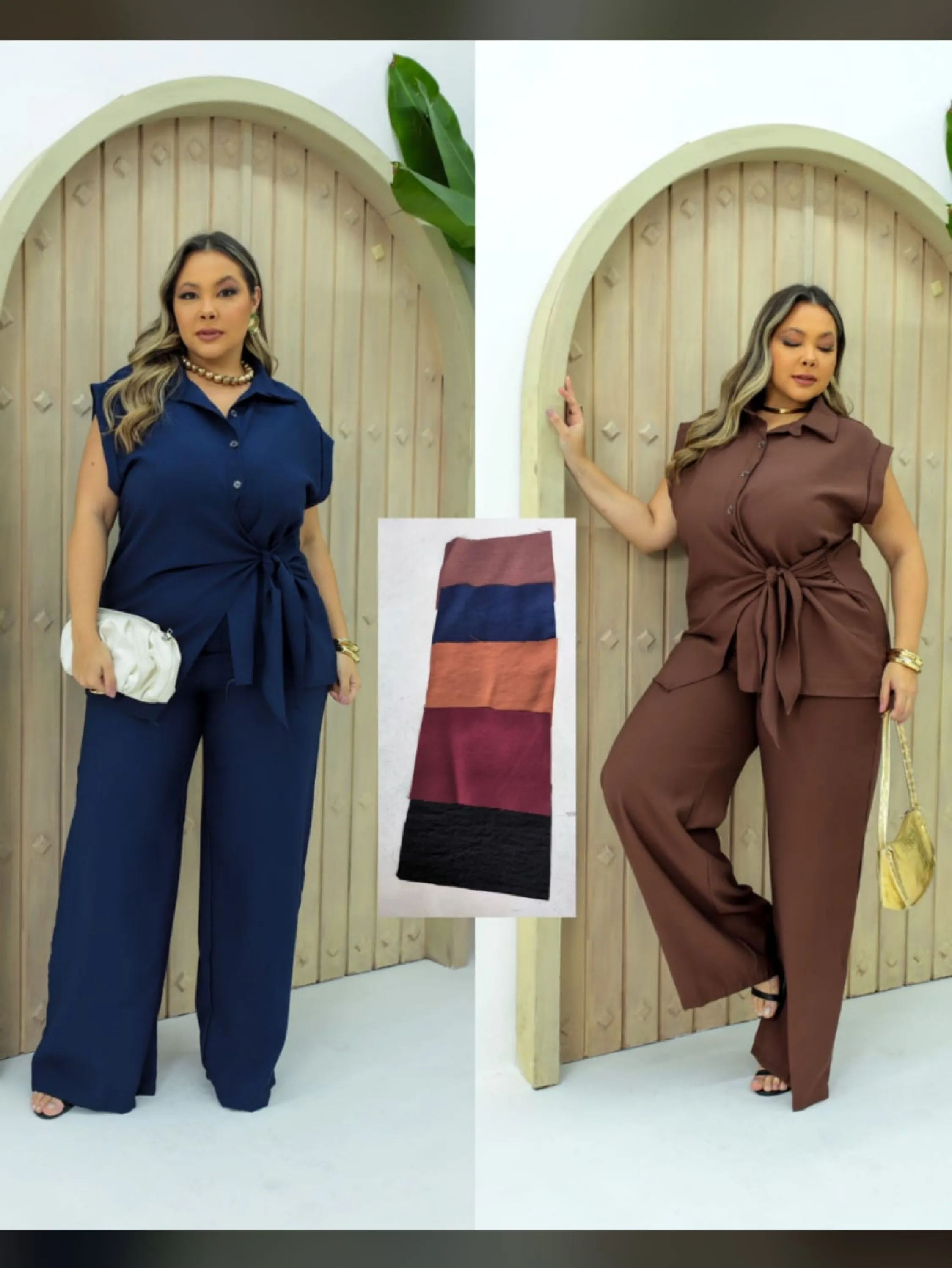Conjunto pantalona e camisa Plus size tecido sensorial