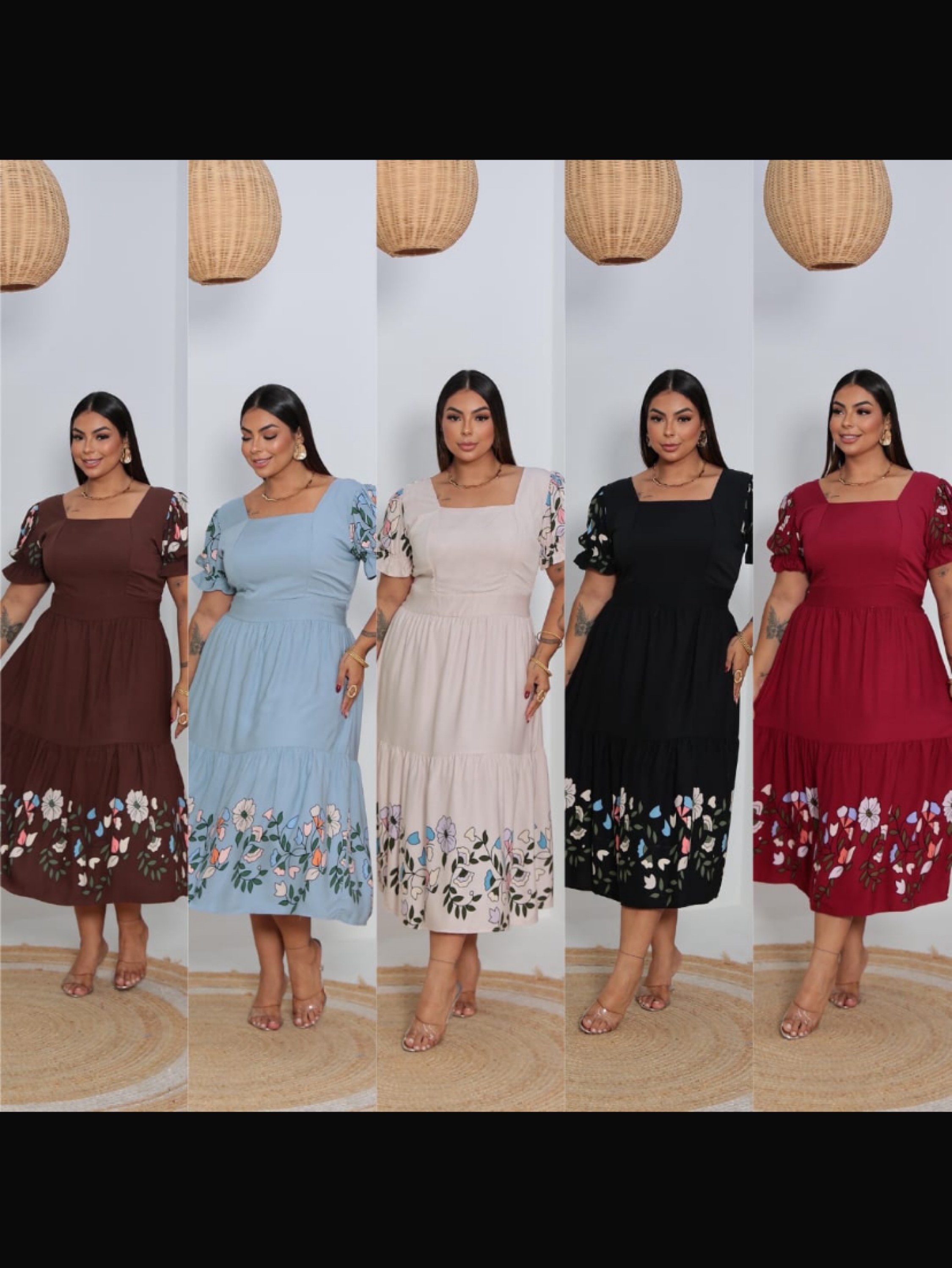 Vestido Flora decote quadrado Plus size