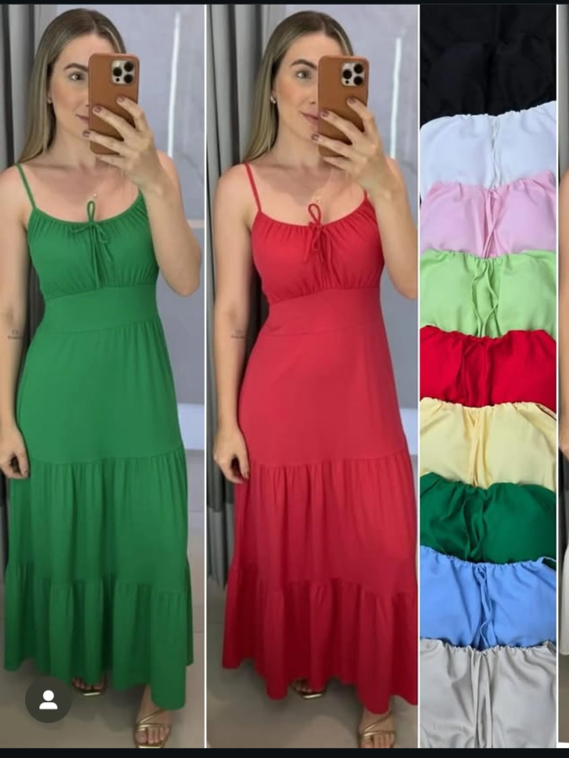 Vestido longo de caixinha regulável no busto