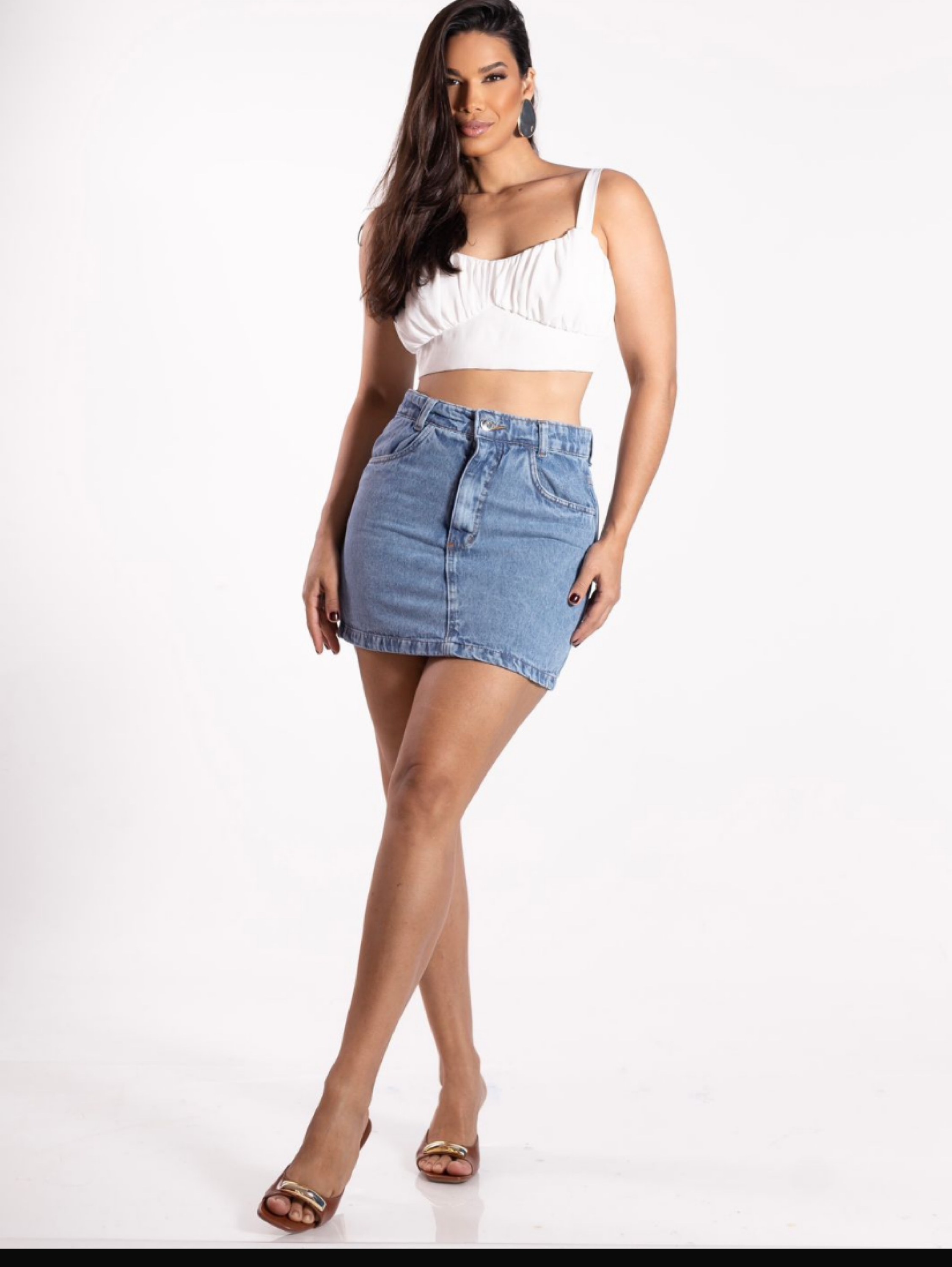 Mini saia básica jeans