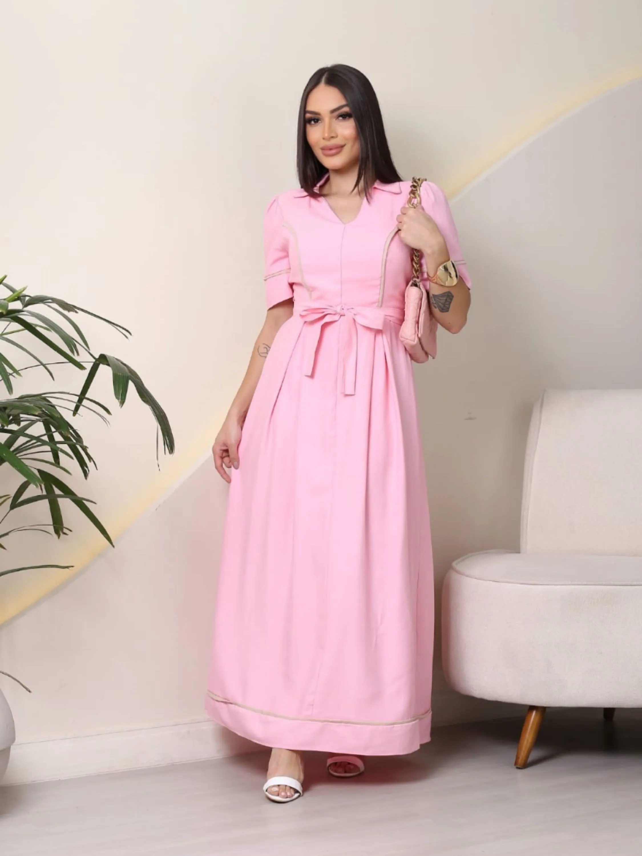 Vestido Lia tecido sensorial veste até 42