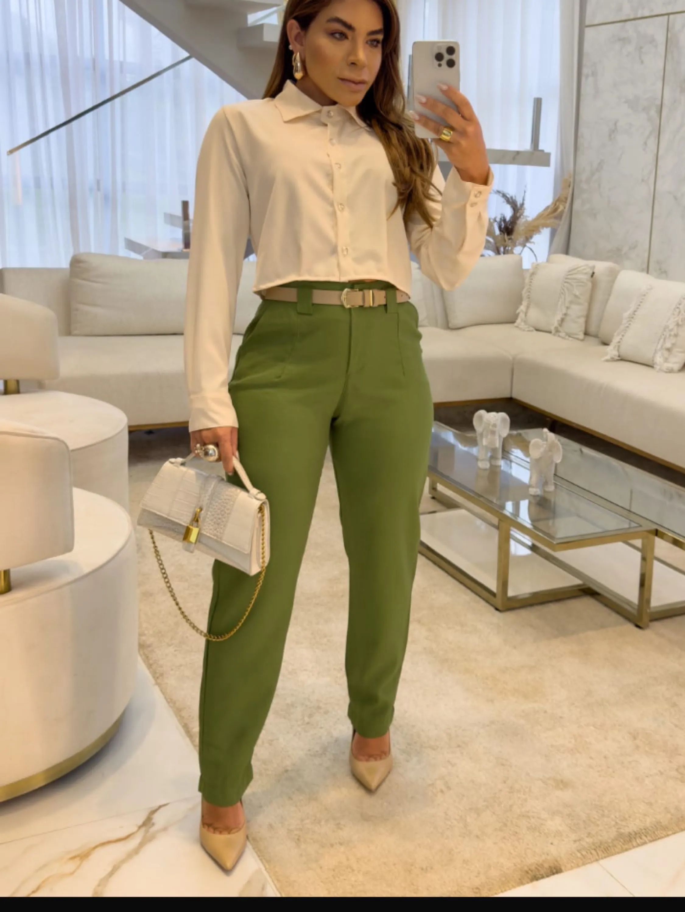 Calça Valéria t com cinto tecido sensorial