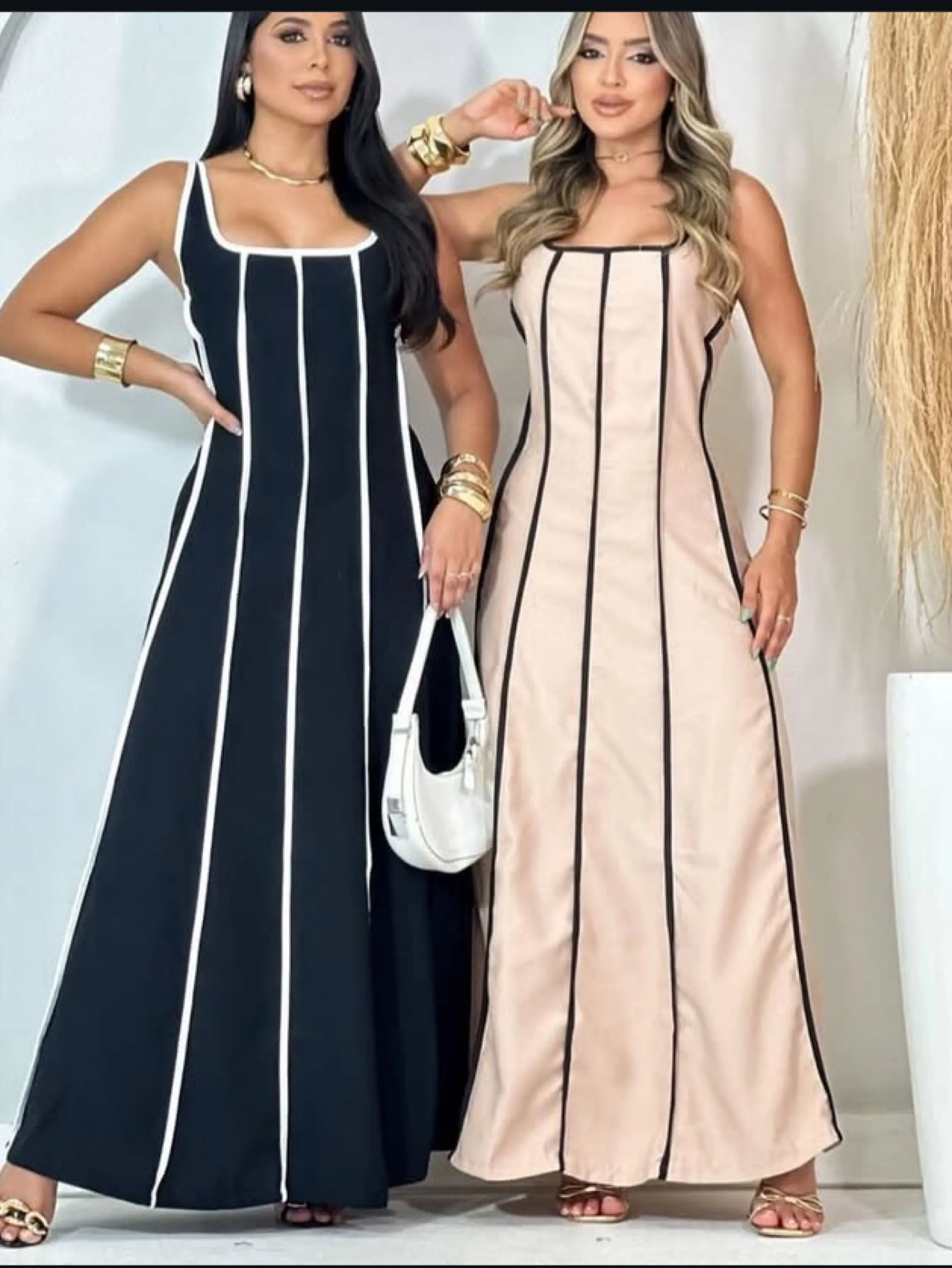 Vestido longo tecido sensorial veste até 42