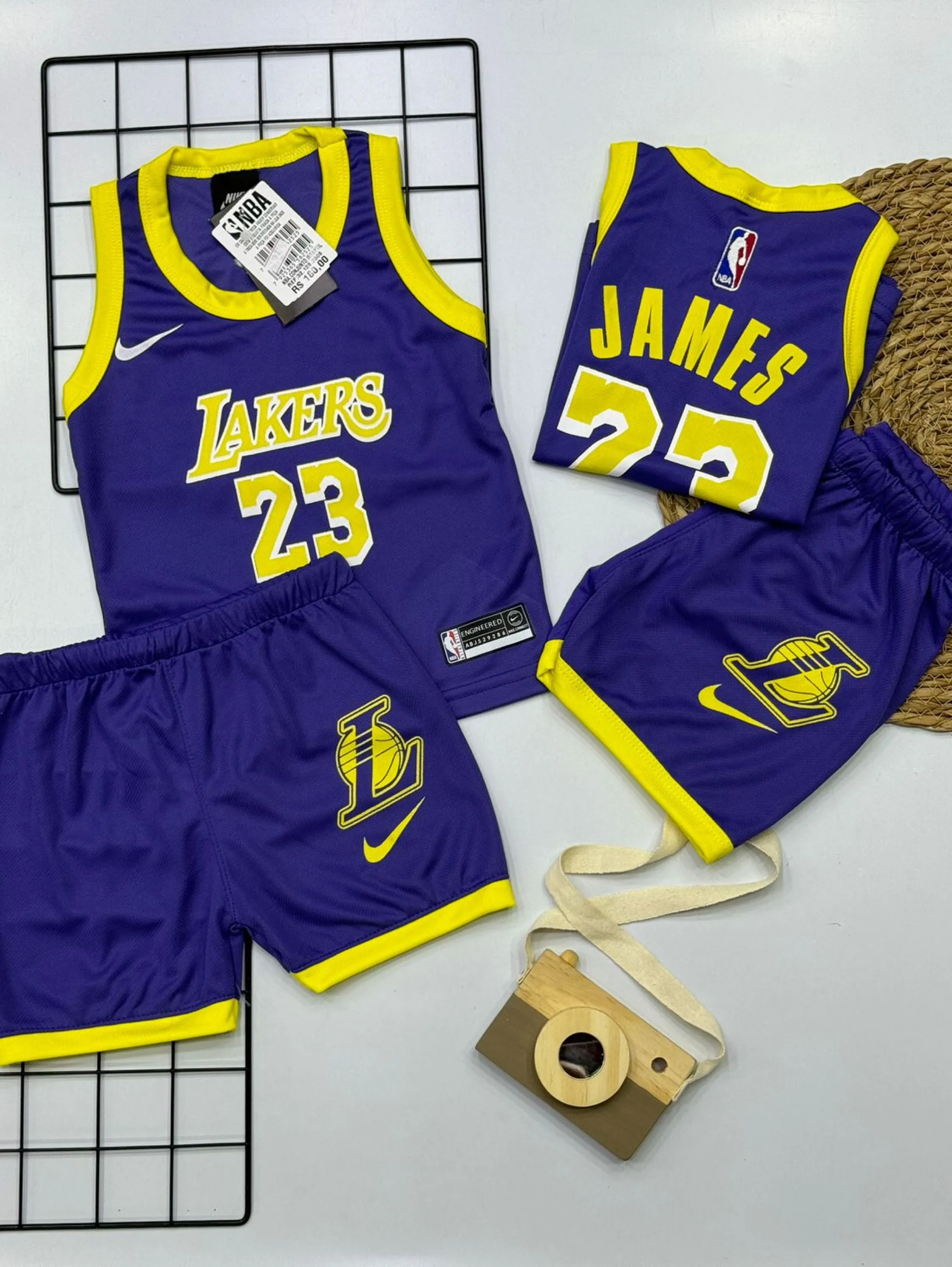 Conjunto basquete Lakers infantil /juvenil linha premium