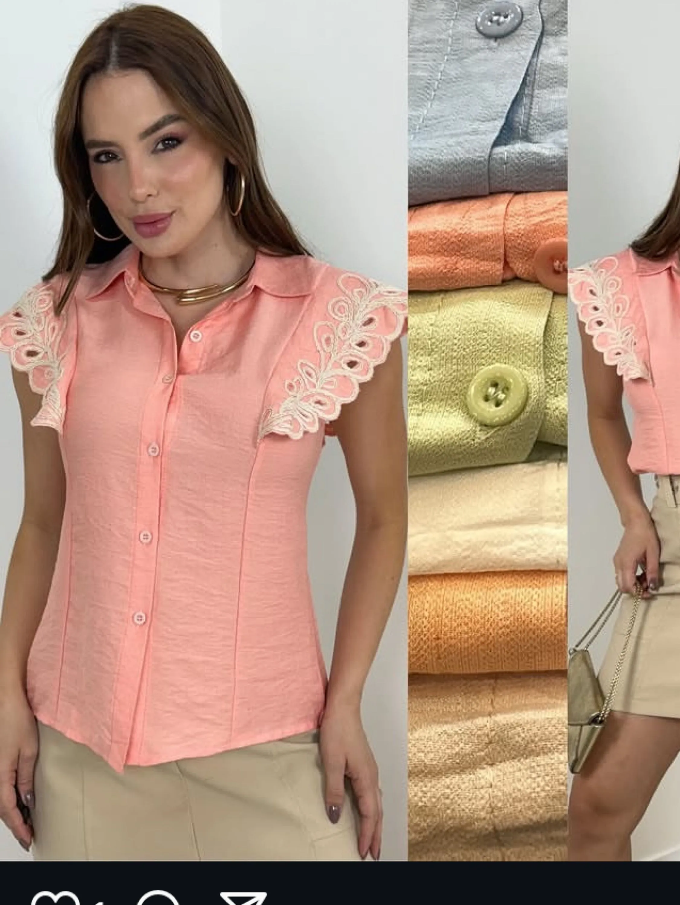Blusa manguinha de renda tecido sensorial