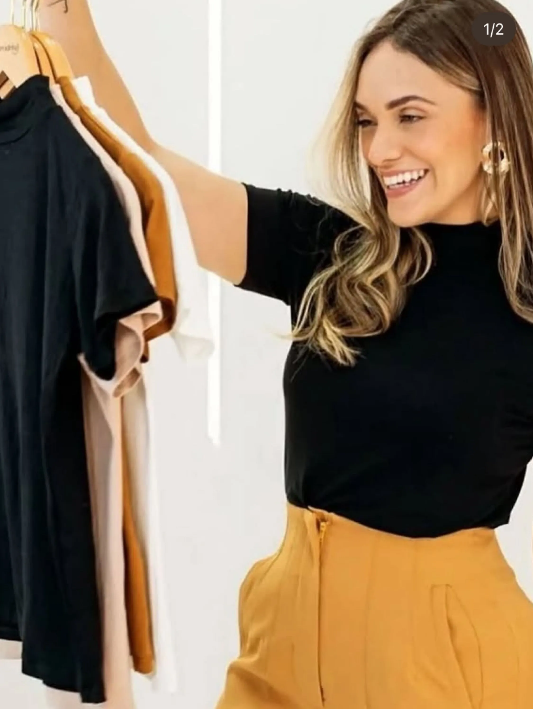 Kit C/4 Blusa gola alta básica tecido visco lycra t/unico
