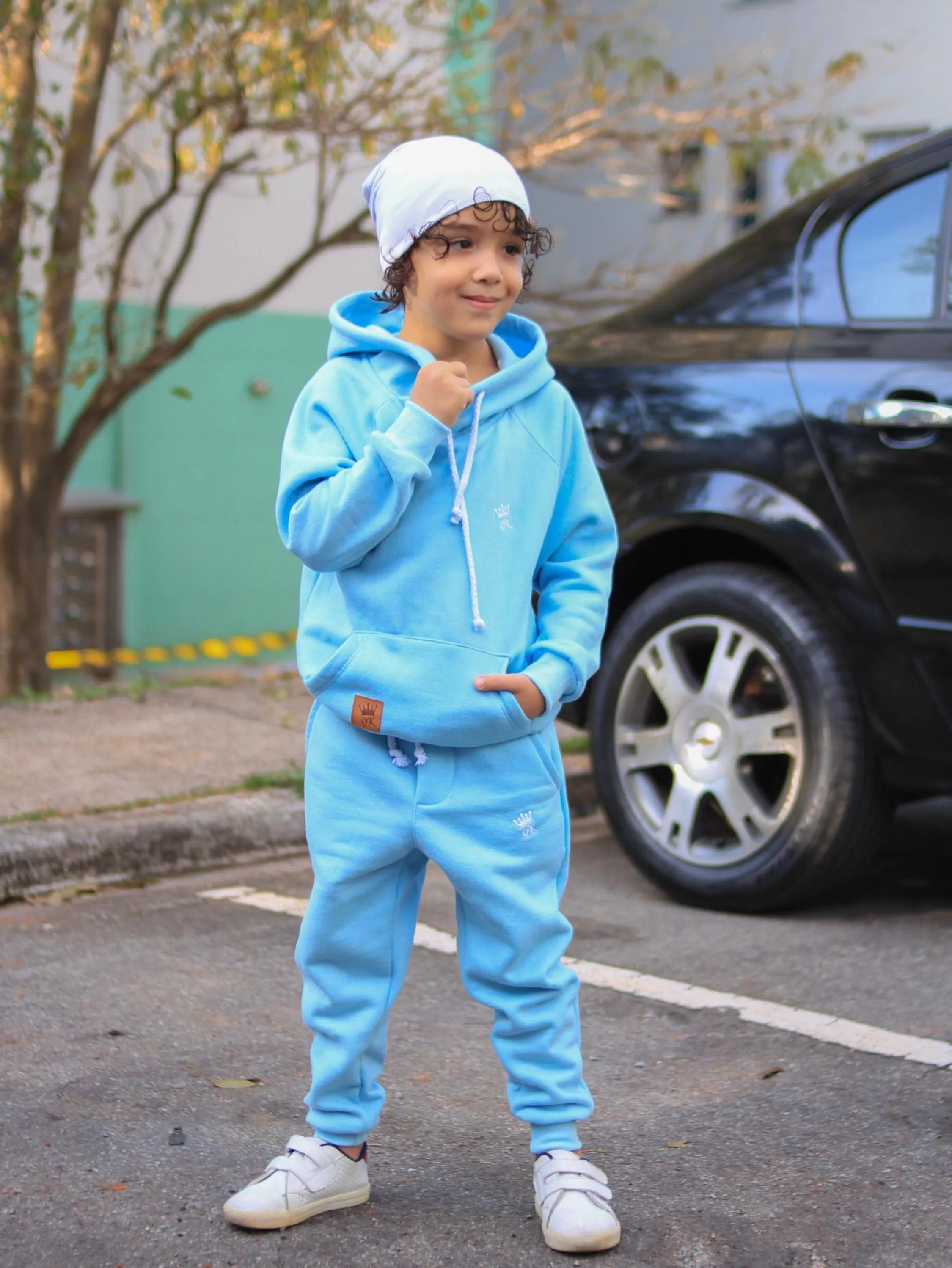 Conjunto de moletom canguru c/capuz flanelado infantil