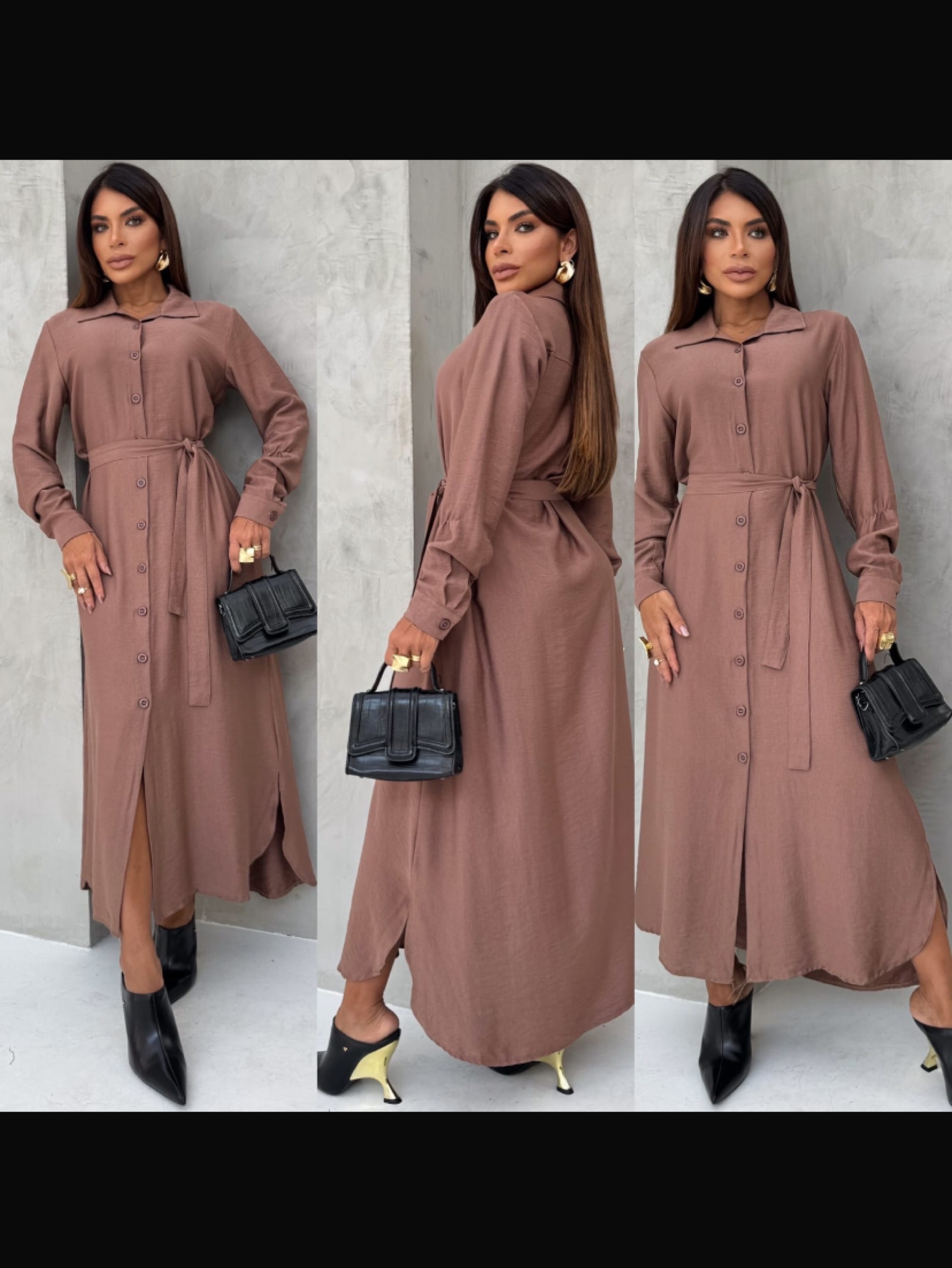 Chamise longa de manga longa