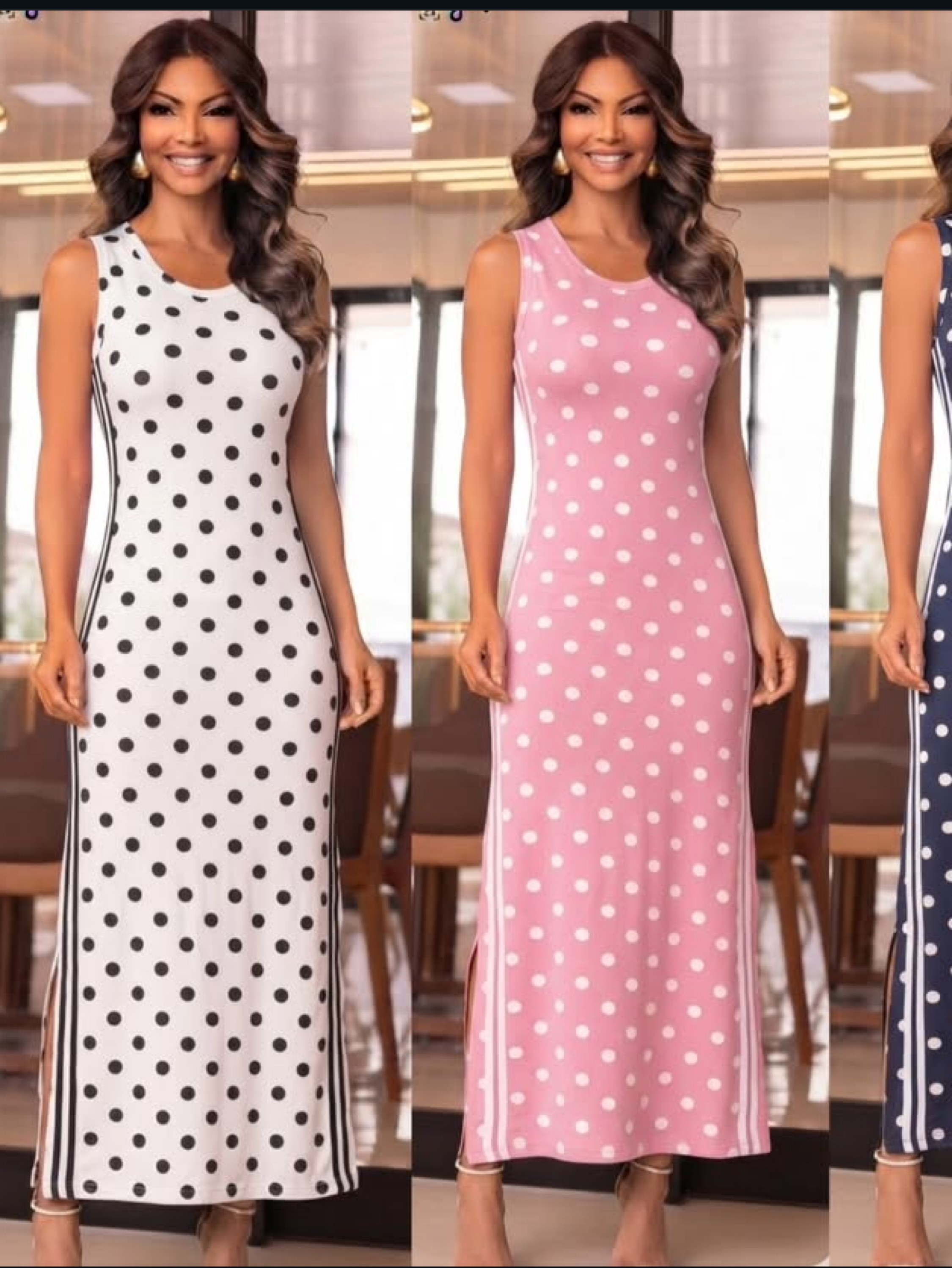 Vestido longo regata Poá