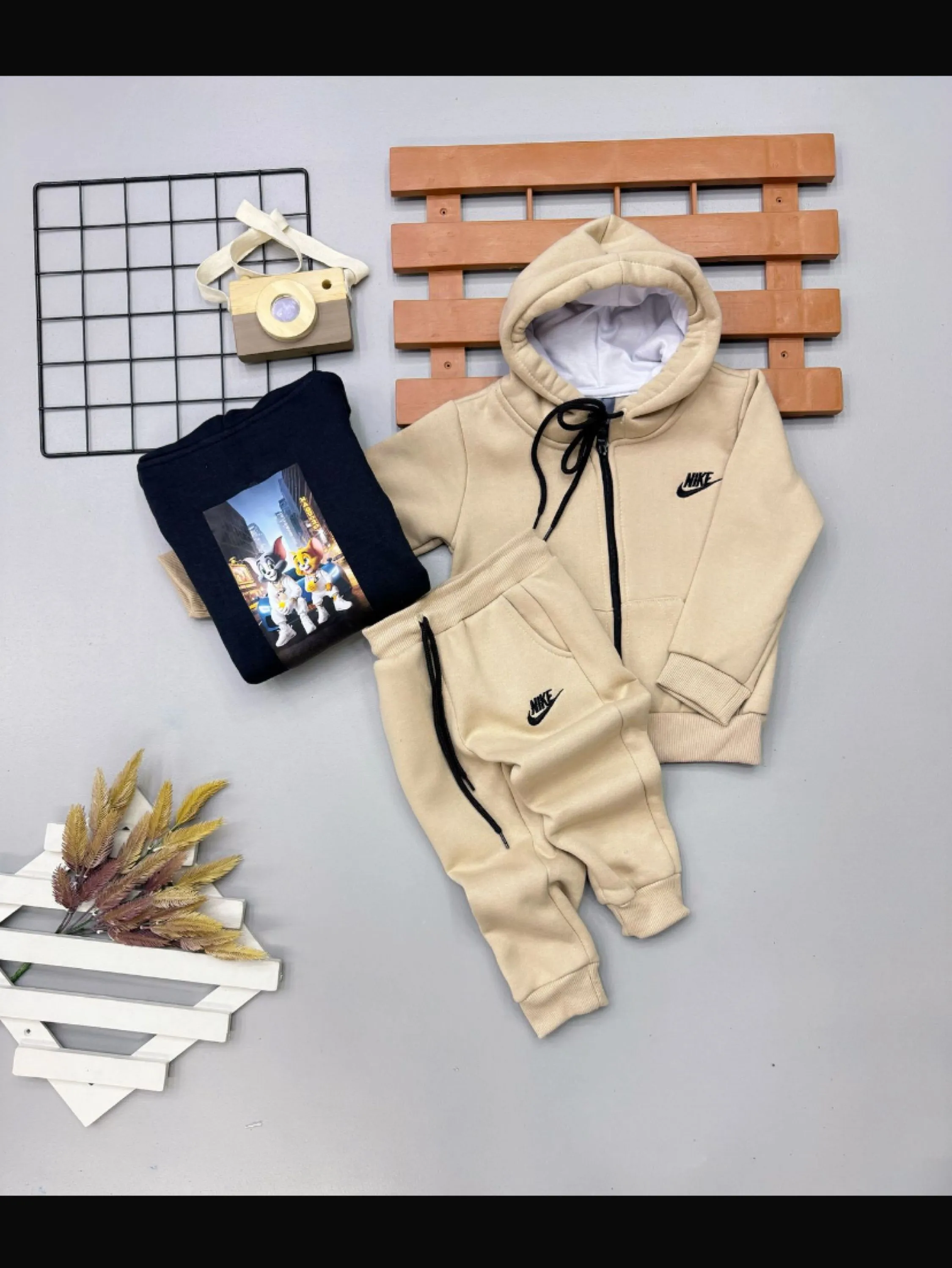 Conjunto nike de moletom 3 cabos com zíper infantil/juvenil
