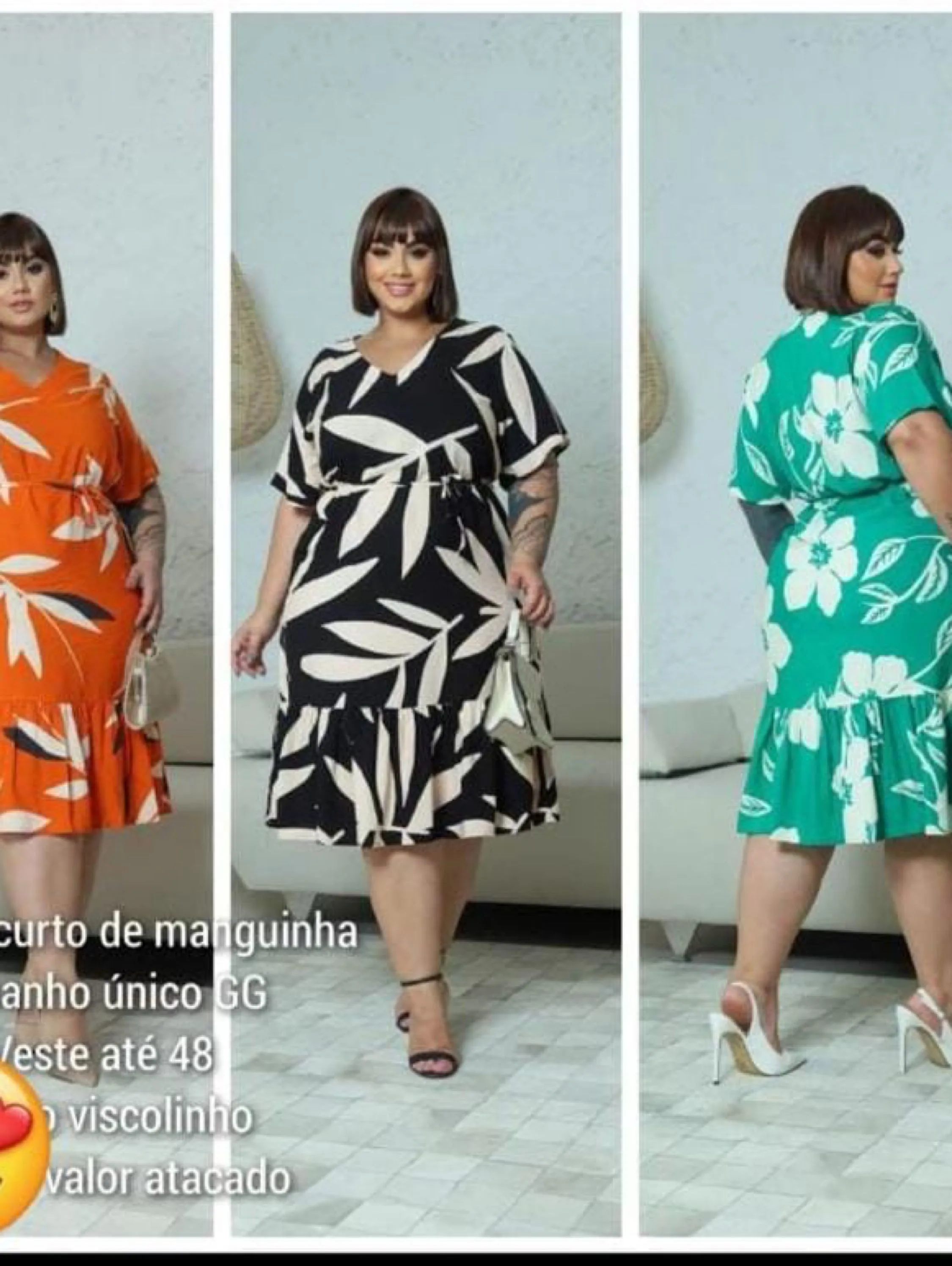 Vestido plus size tecido viscolinho tamanho único veste até 48