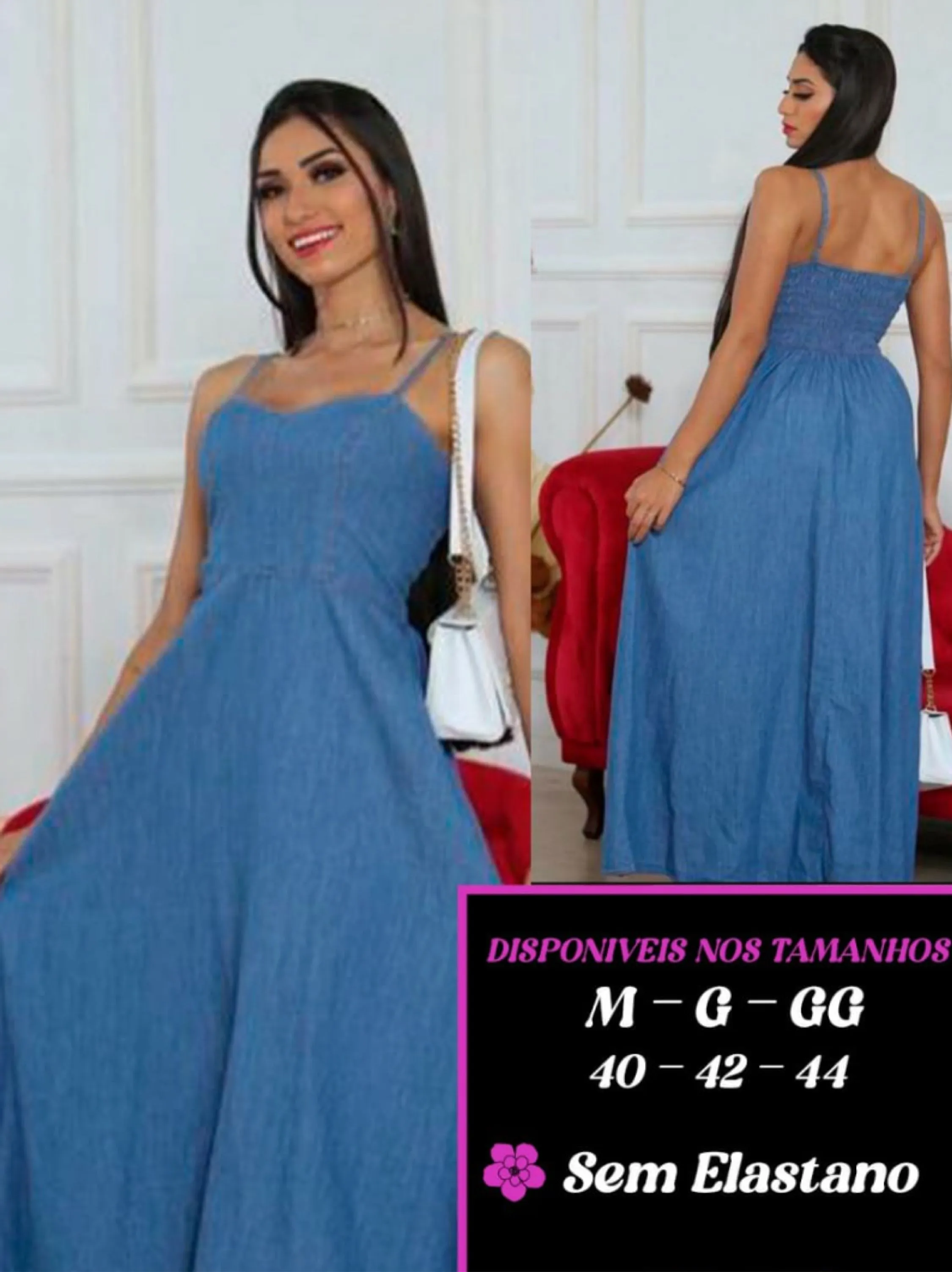 Vestido longo jeans s/elastano (Santos 520)