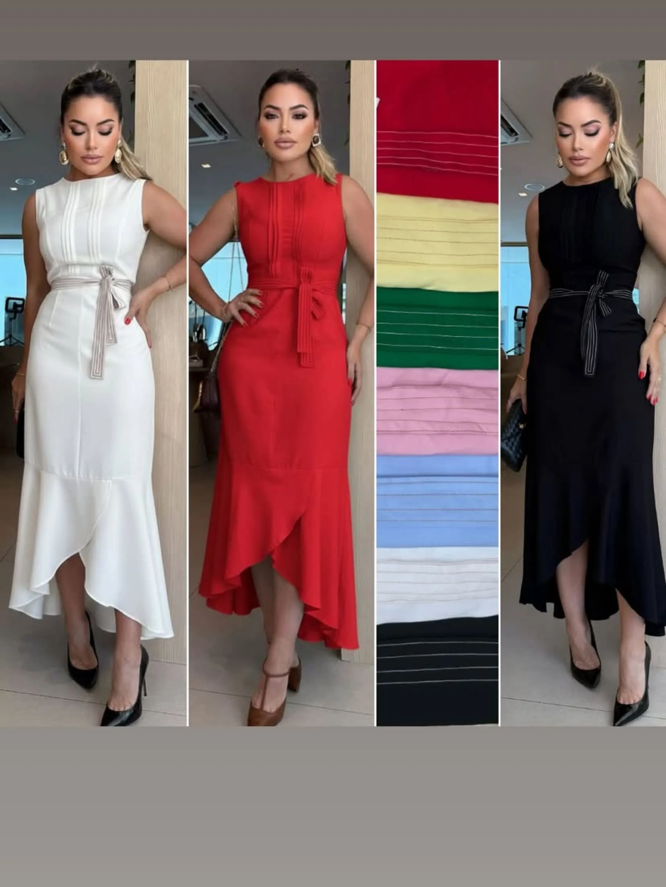 Vestido longuete regata com detalhe no busto