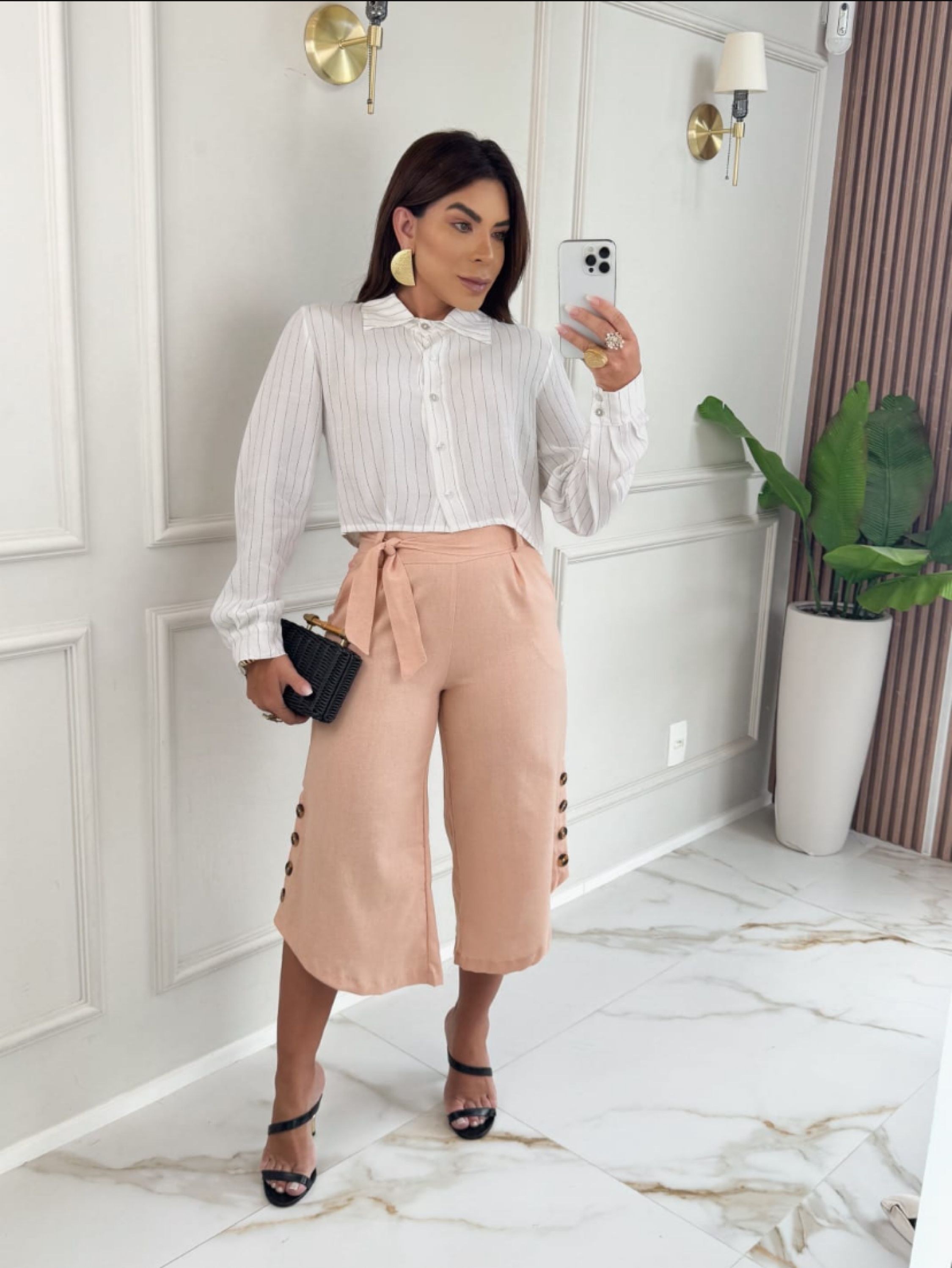 Pantacur feminina tecido linho