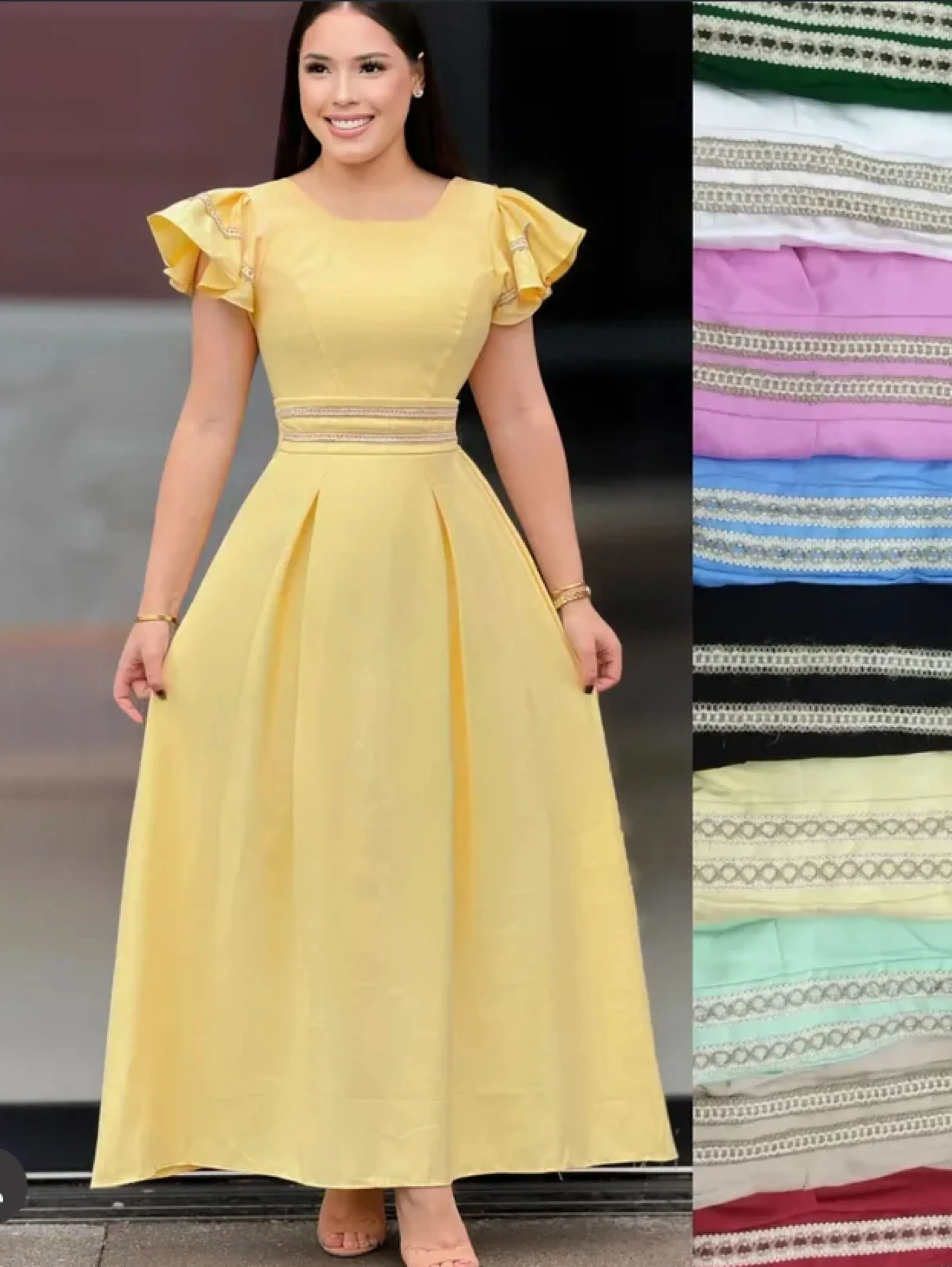 Vestido longuete com detalhe em bordado