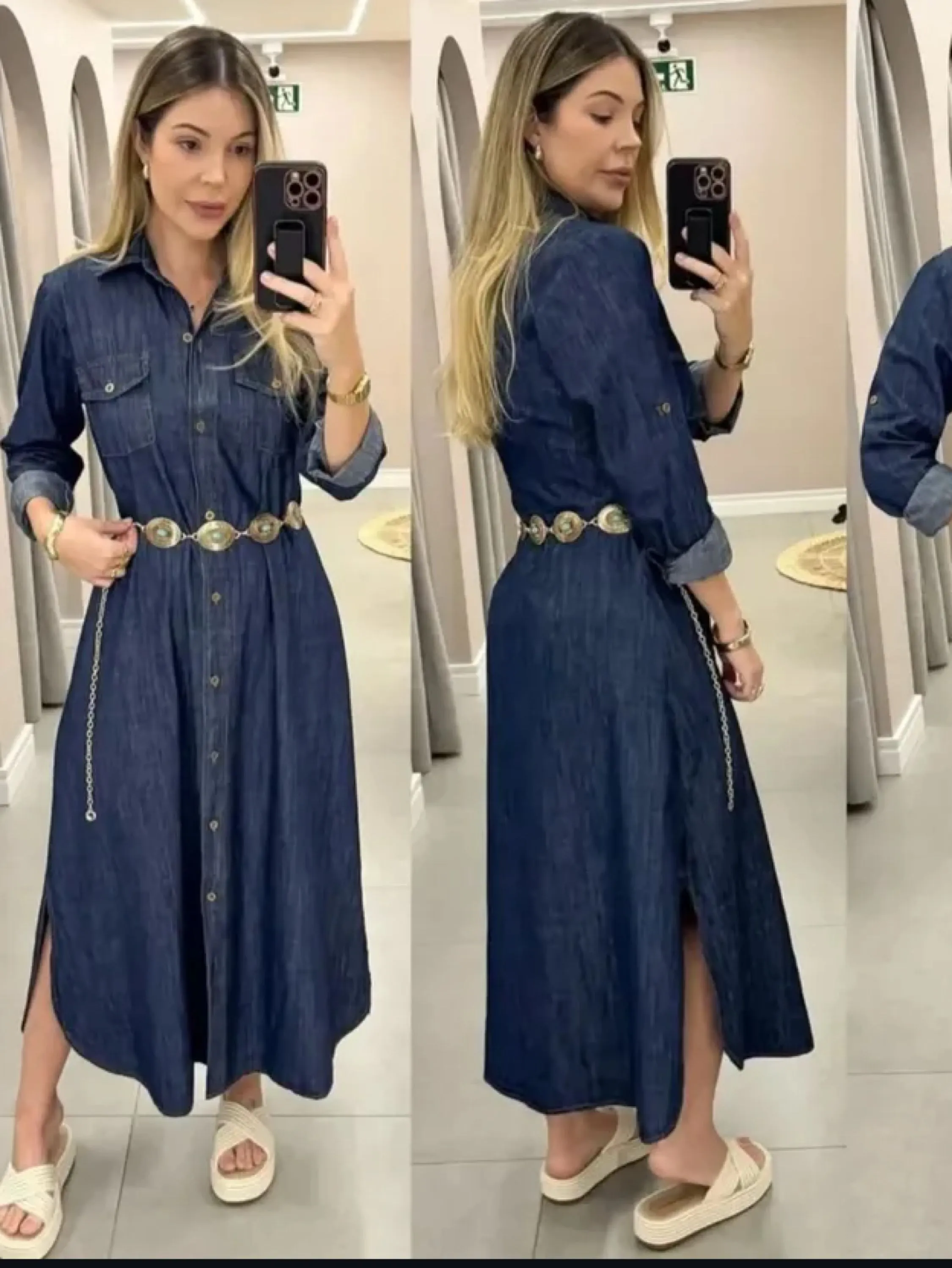 Chamise jeans longa manga longa (vau 470)