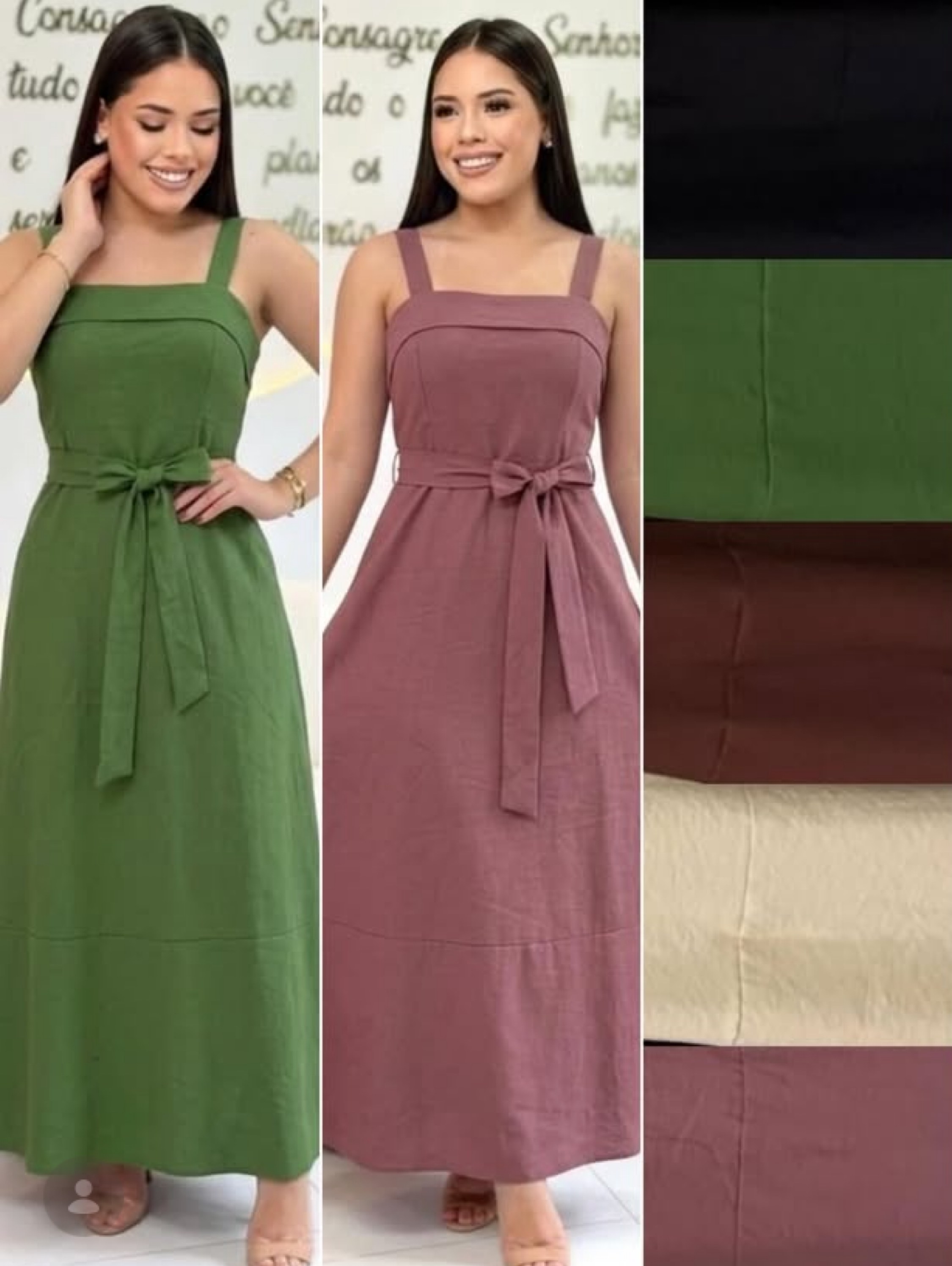 Vestido longo detalhe no decote