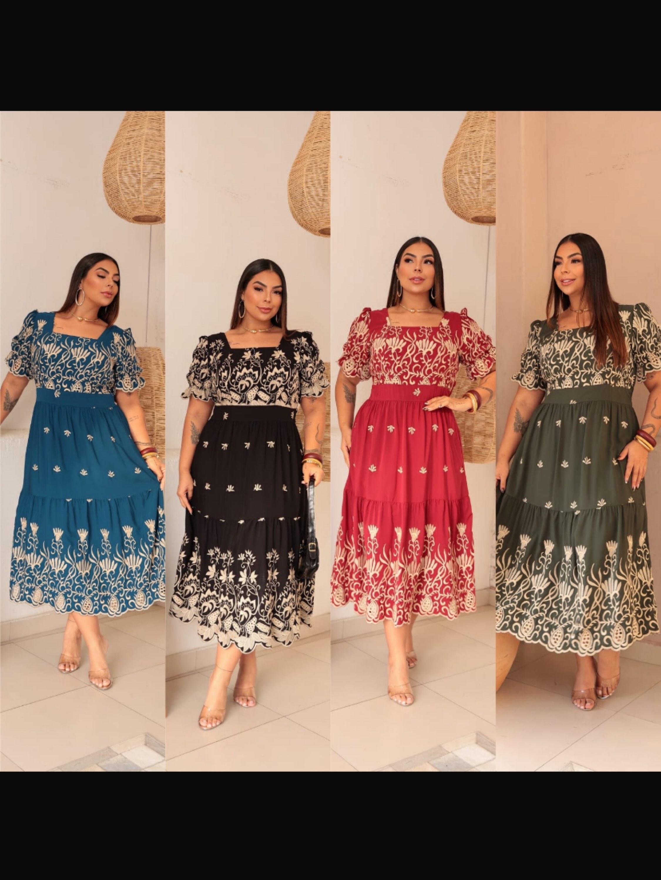 Vestido Cecília bordada Plus size