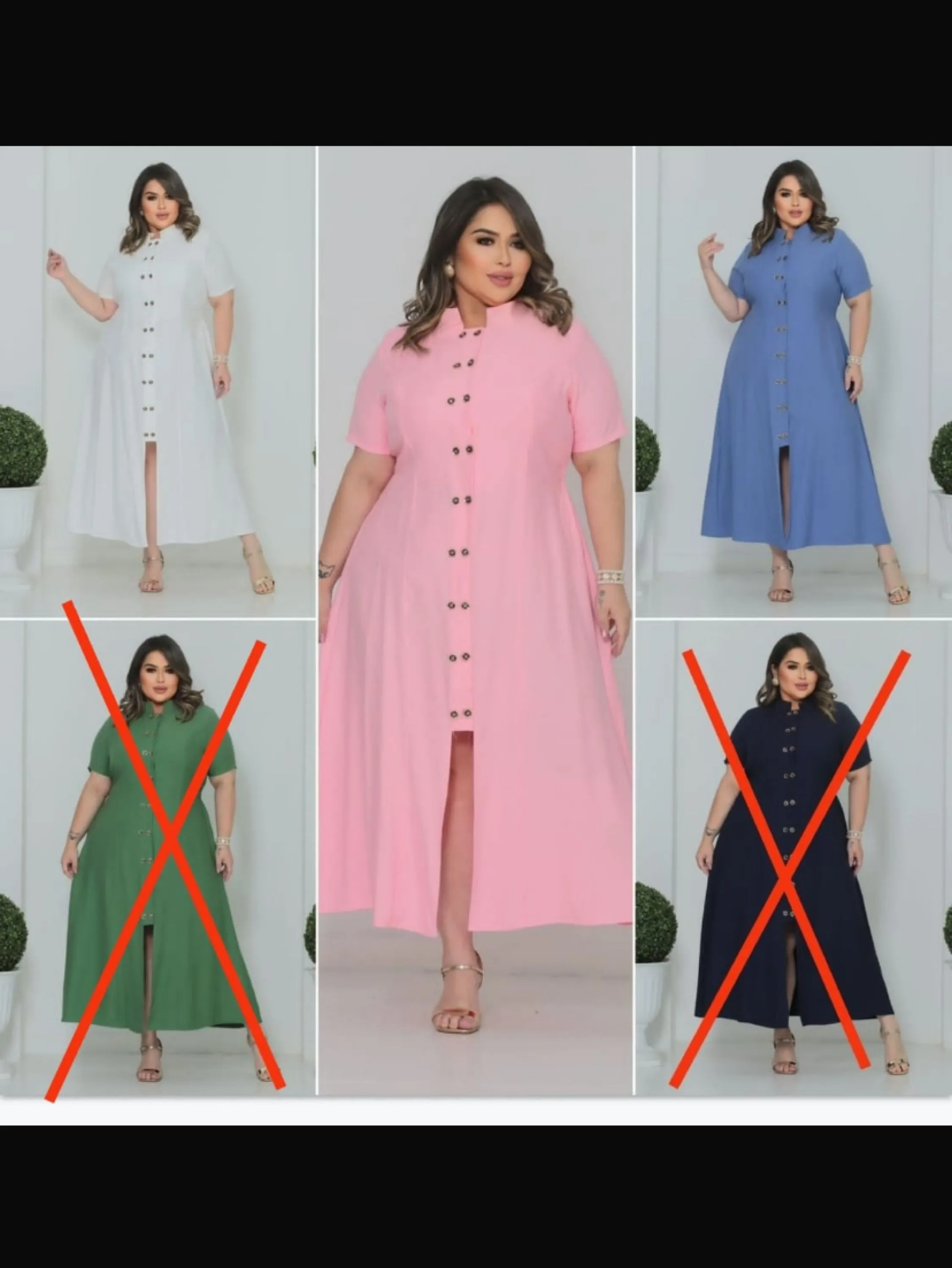 Chamise midi  botões duplo gola de padre plus size