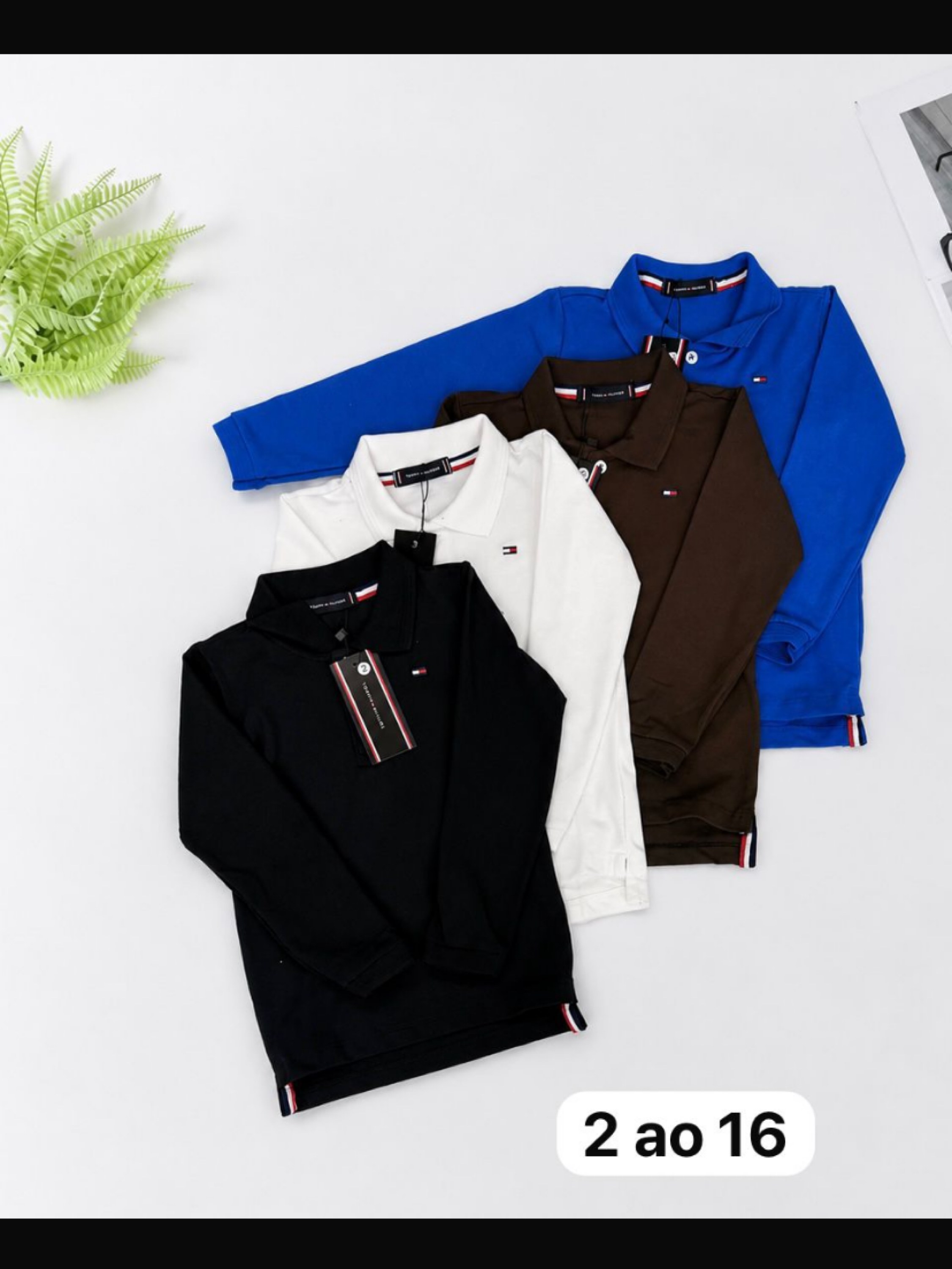 Camiseta polo manga longa infantil /juvenil