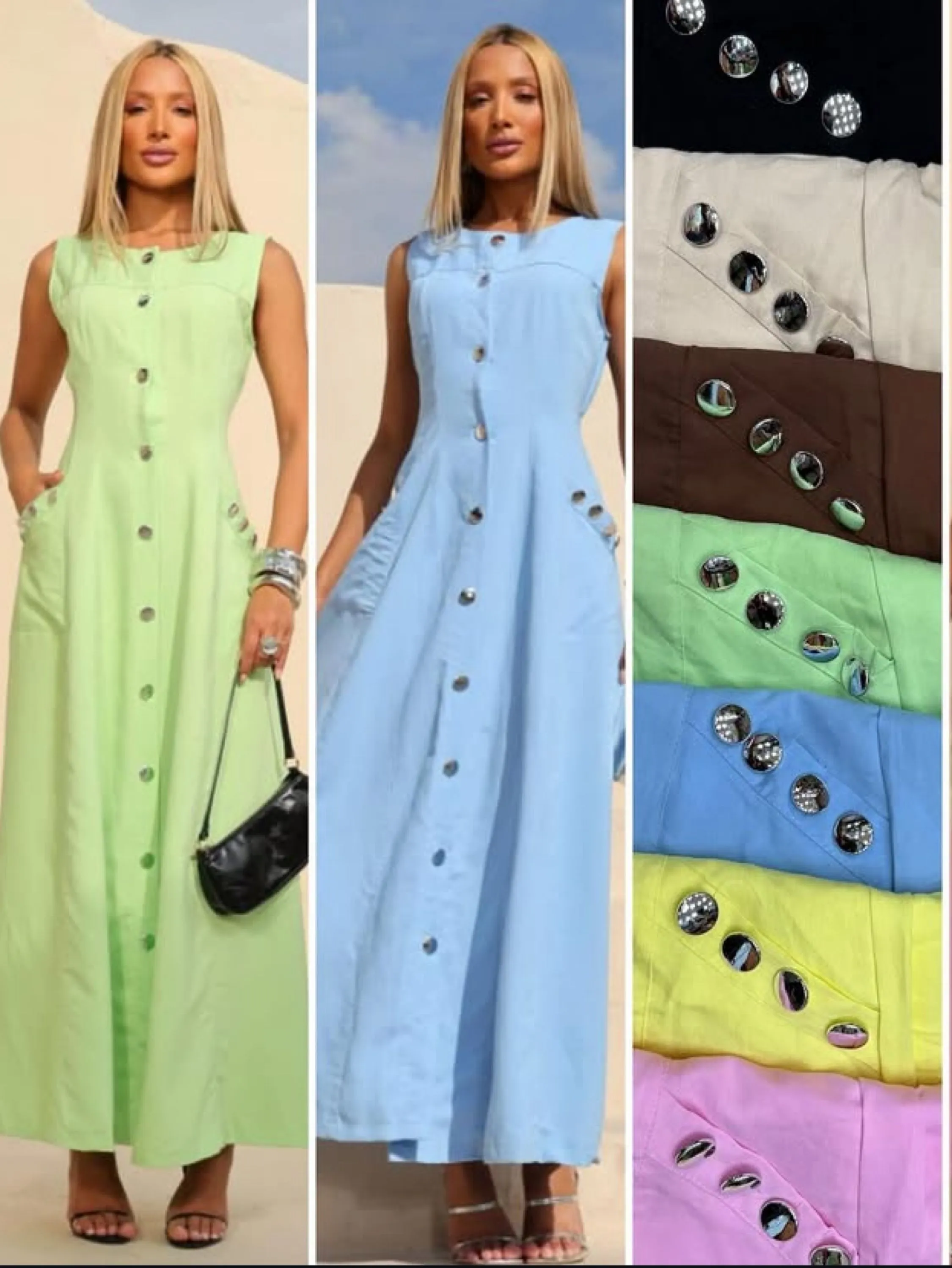 Vestido longo regata tecido sensorial veste até 40