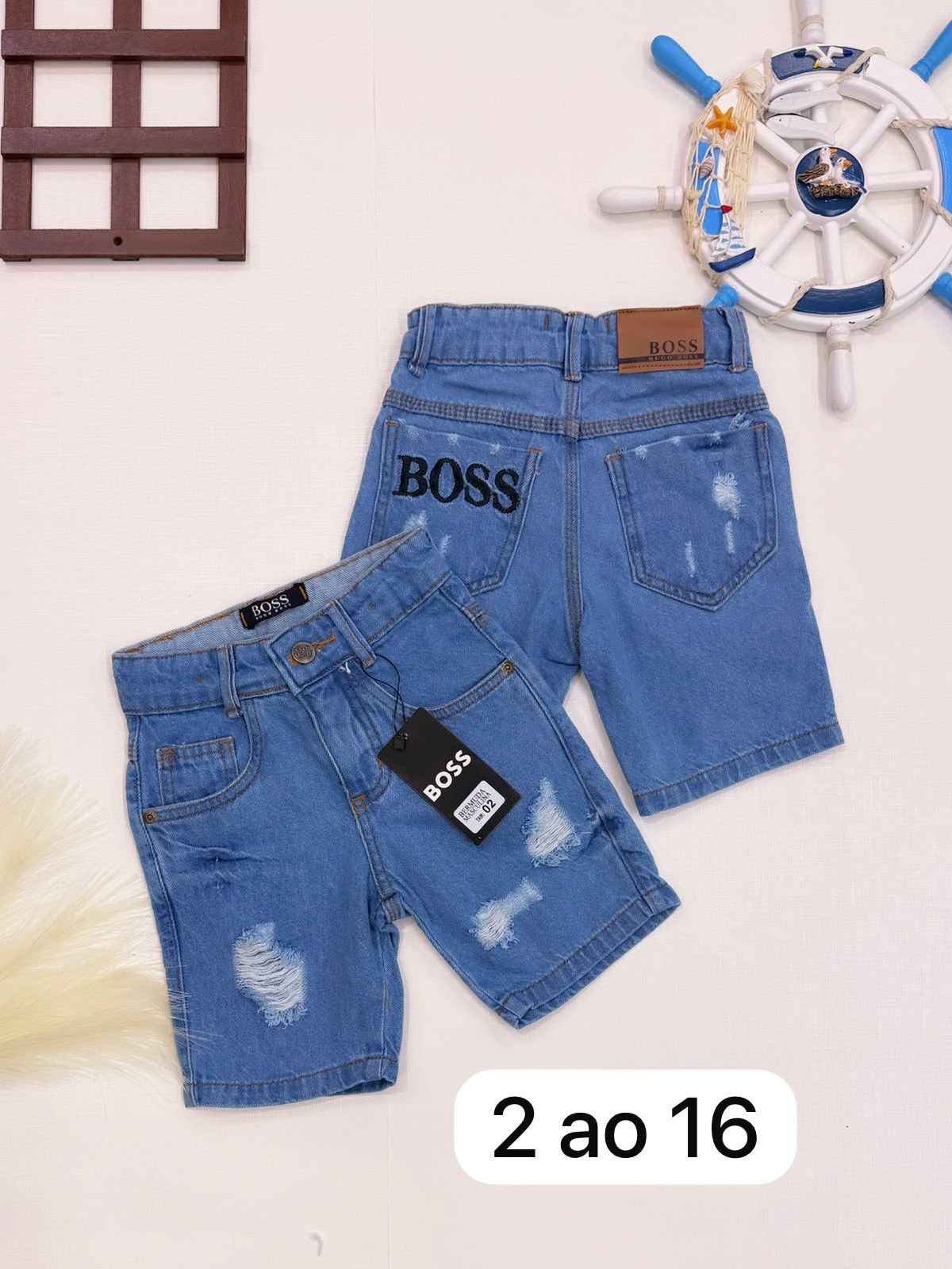Bermuda jeans Boss infantil/juvenil
