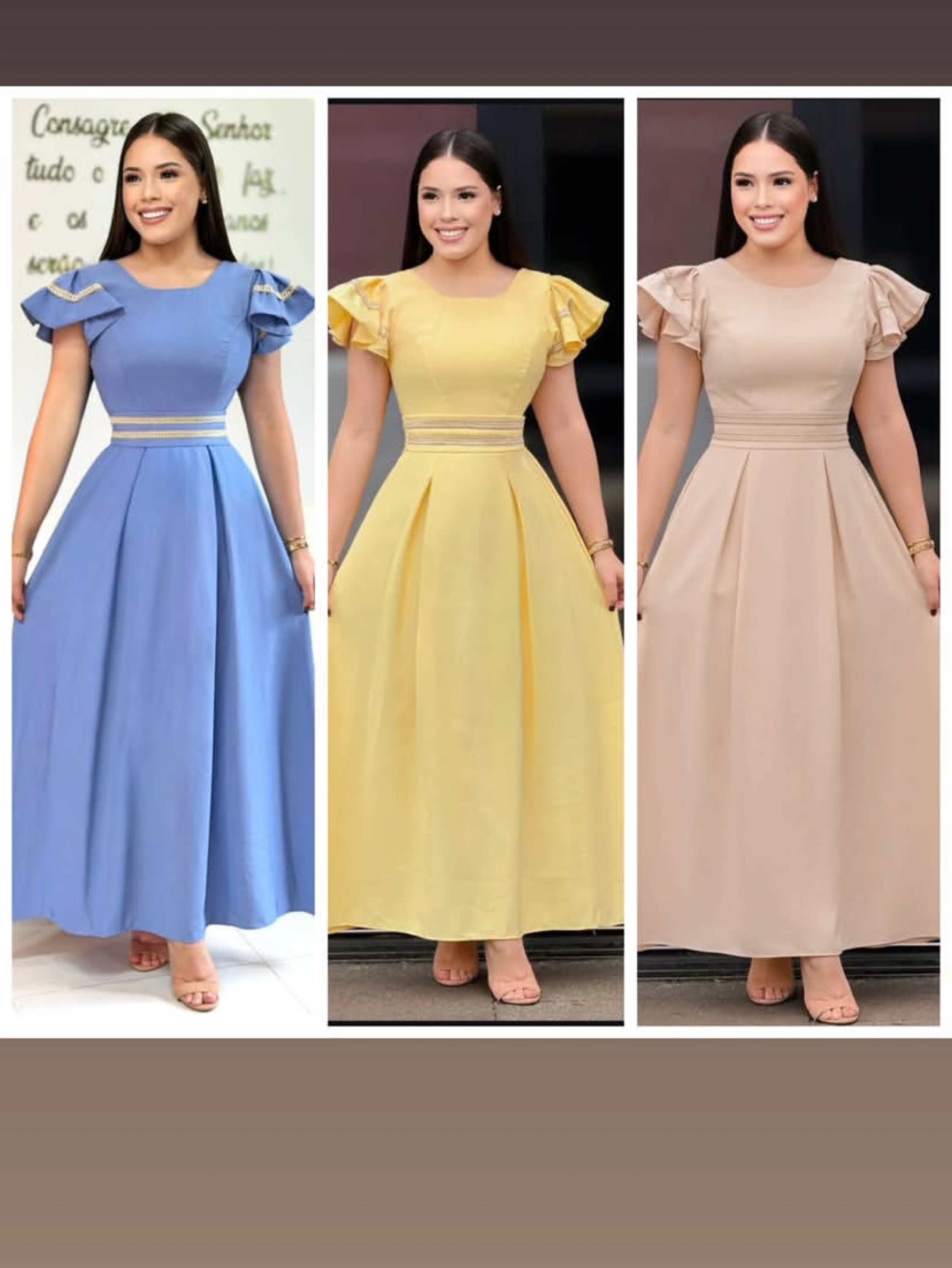 Vestido longo manga princesa