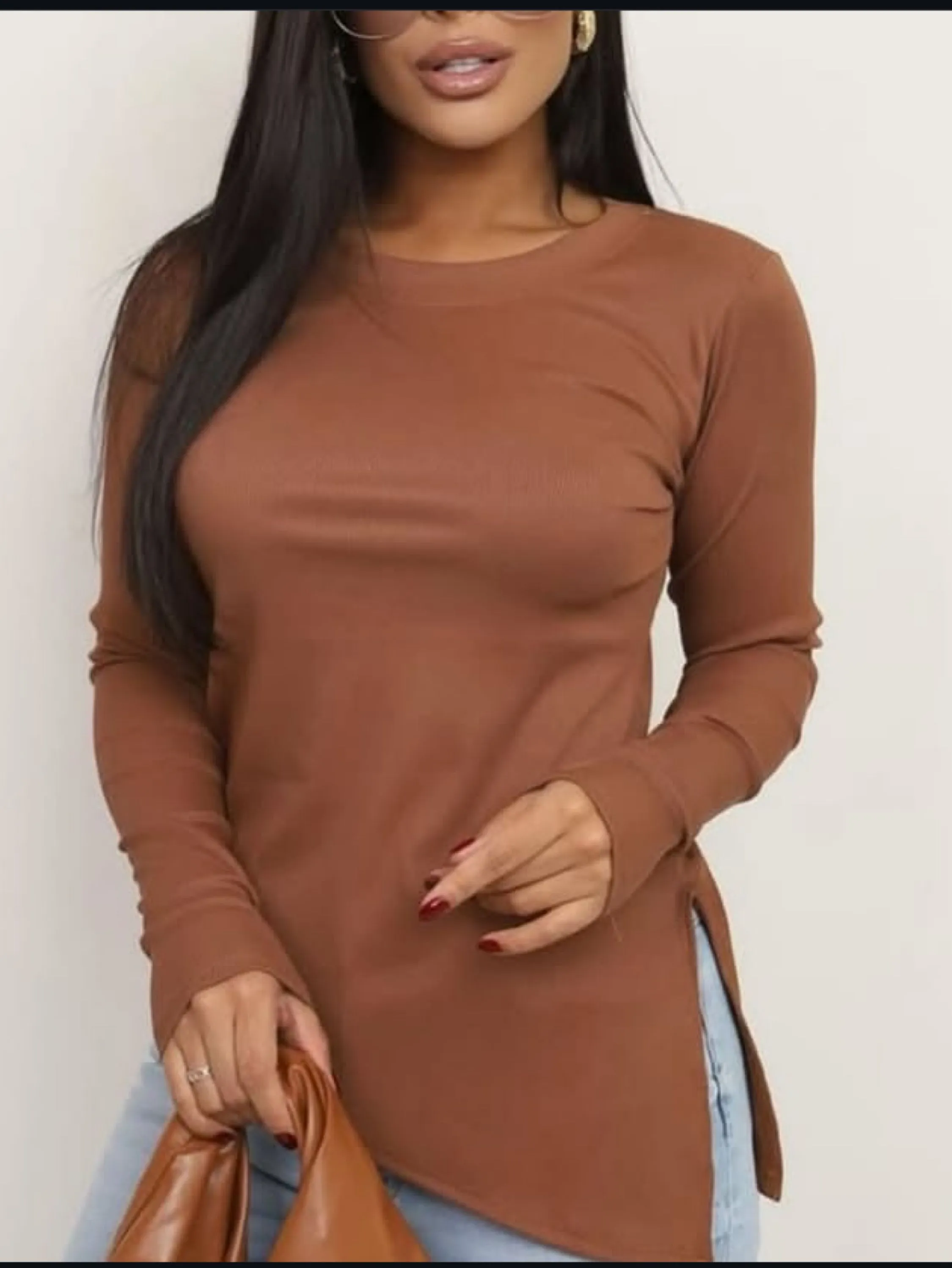 Blusa manga longa bico tecido Ribana t/unico