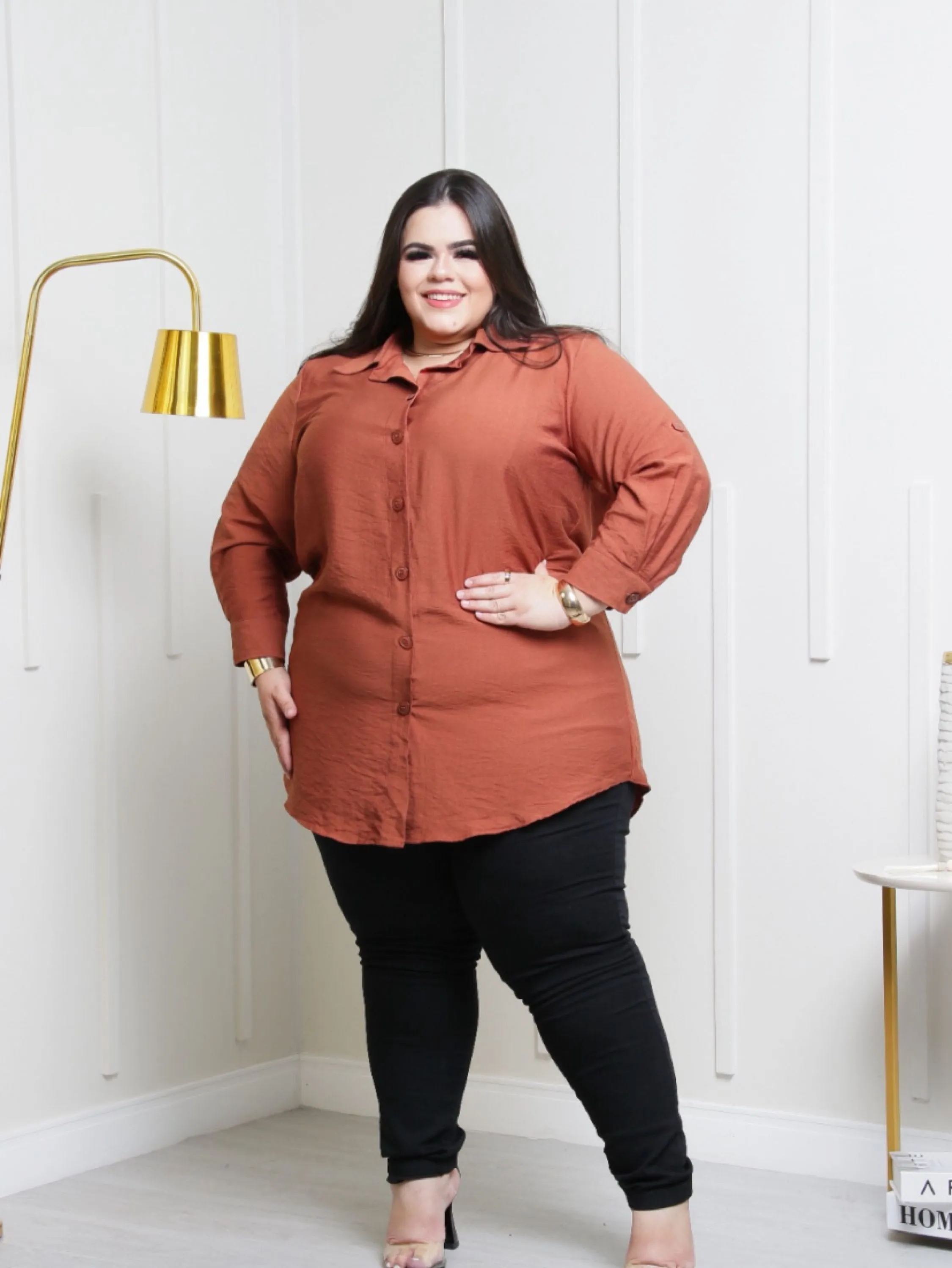Camisa manga 3\4 Plus size tecido viscolinho