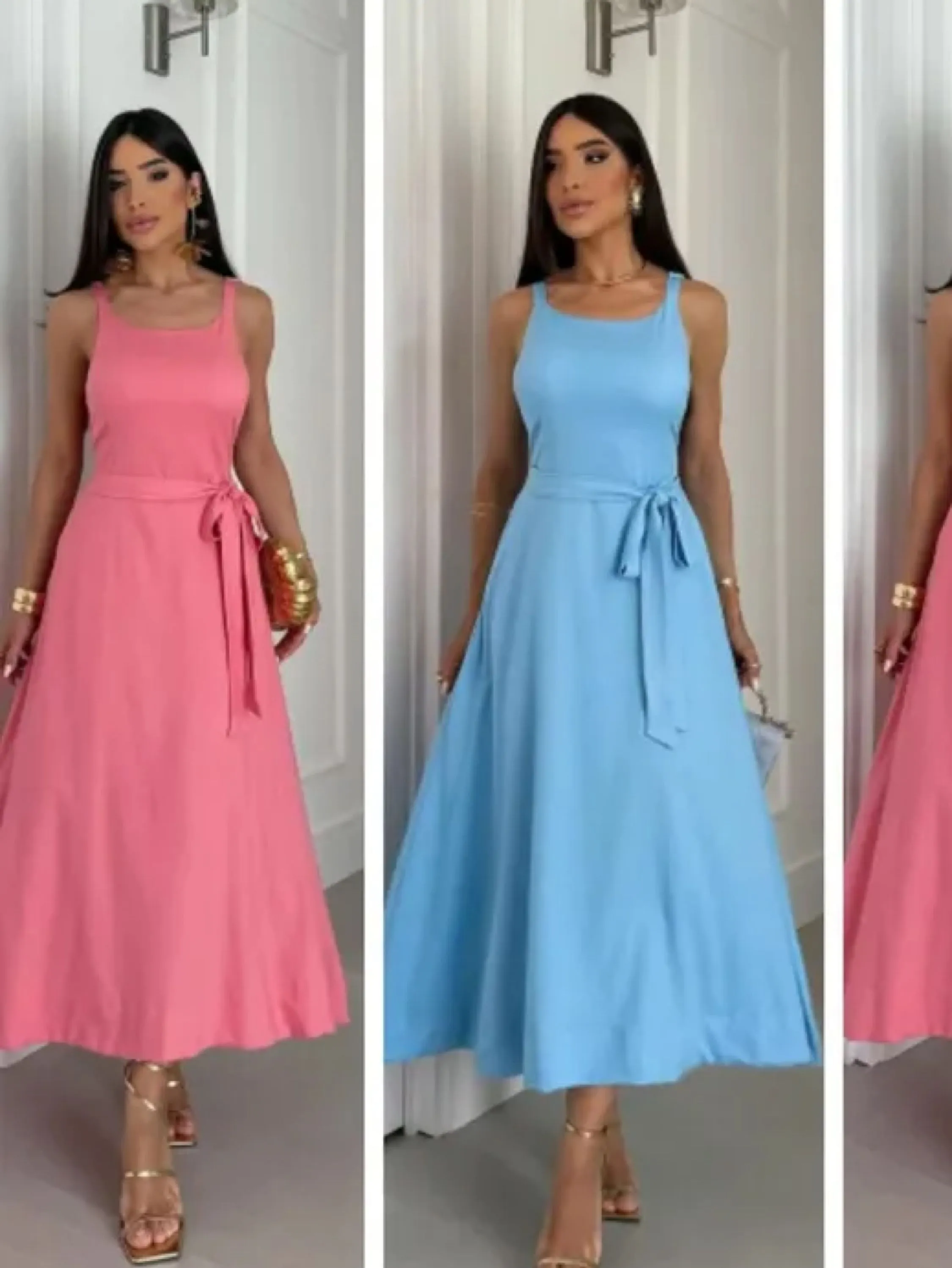 Vestido longuete regata com elastex nas costas