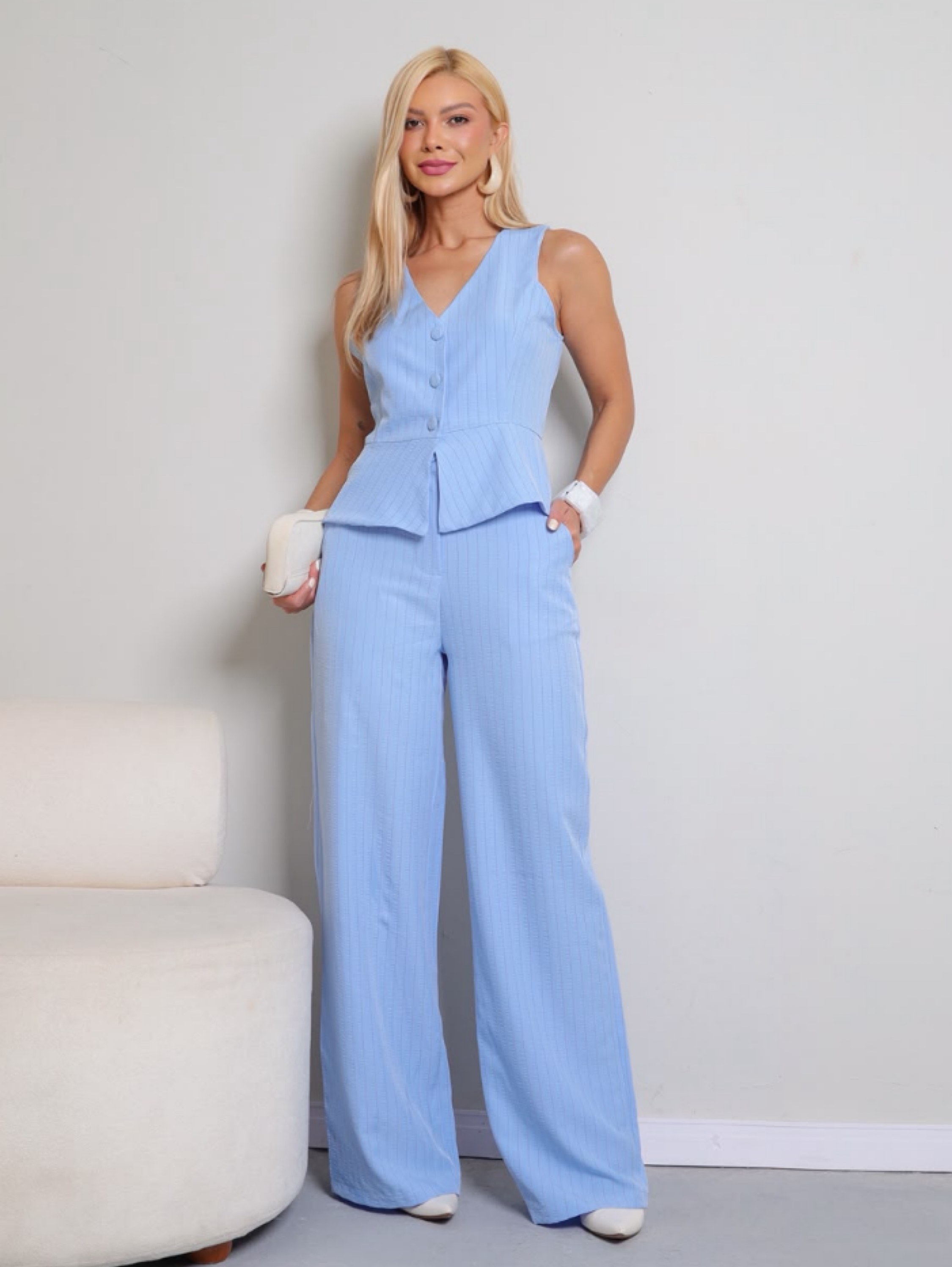 Conjunto colete listras
