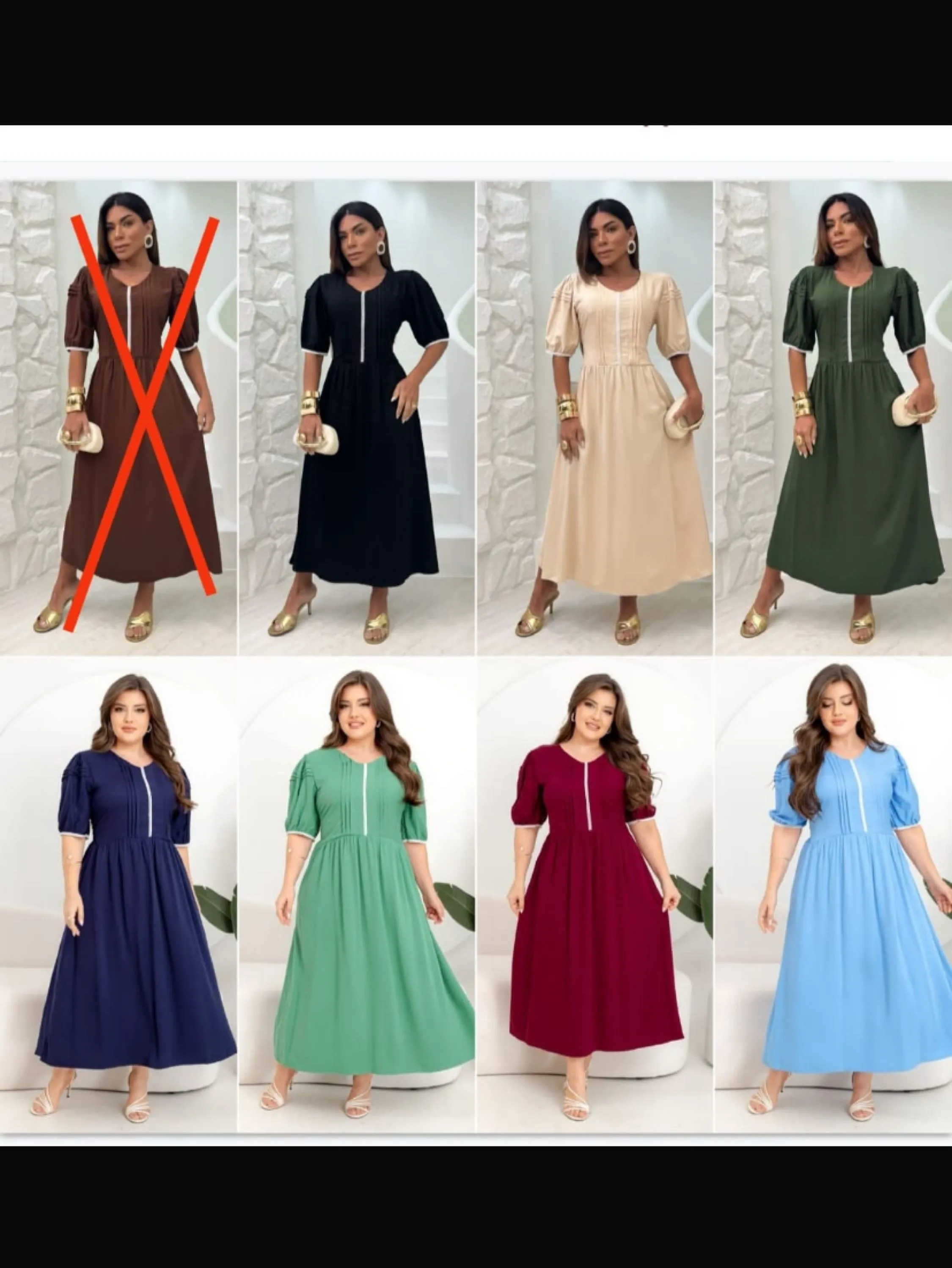 Vestido mídi com renda no busto e manga princesa