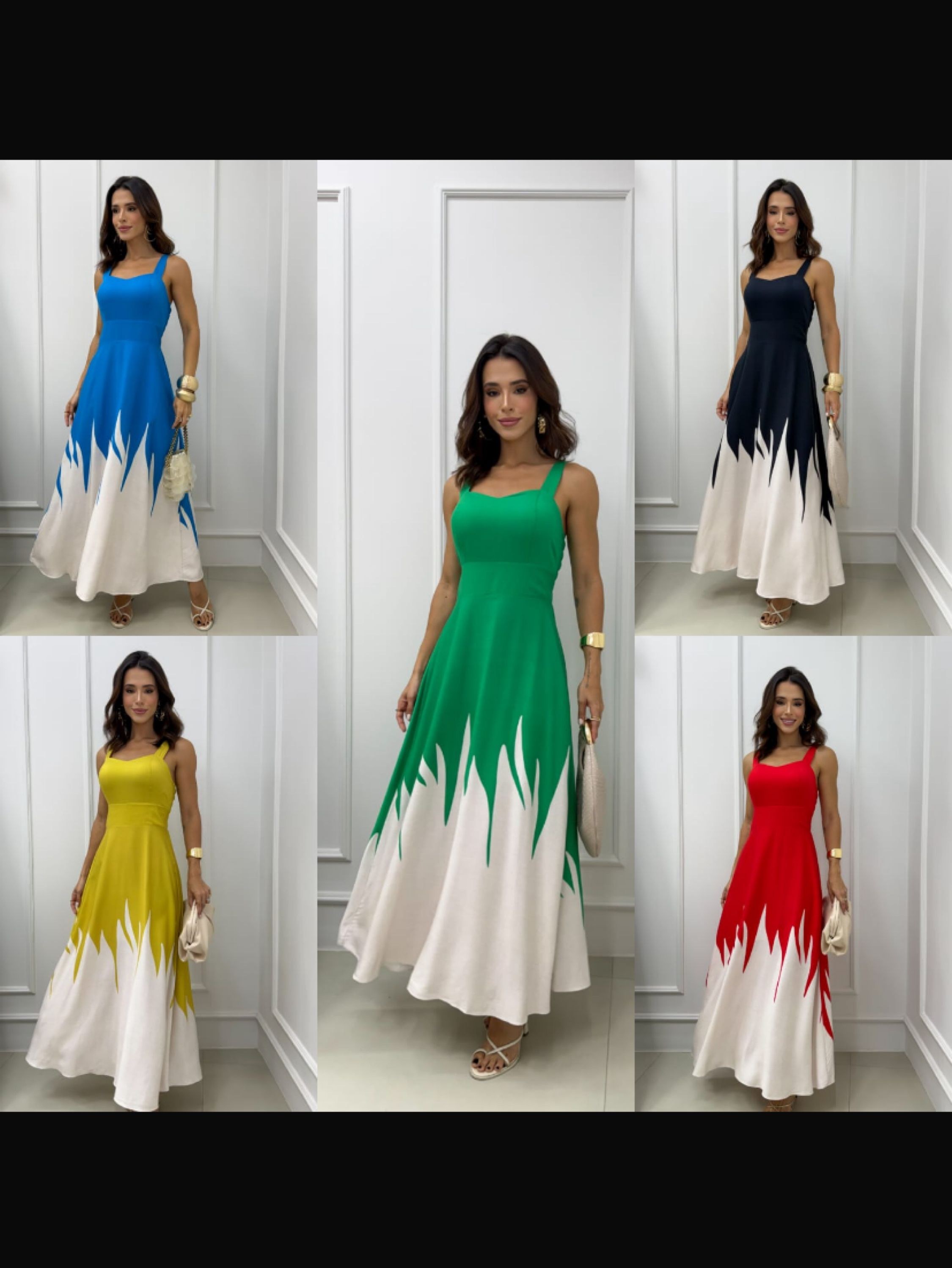 Vestido longo de alça com forro