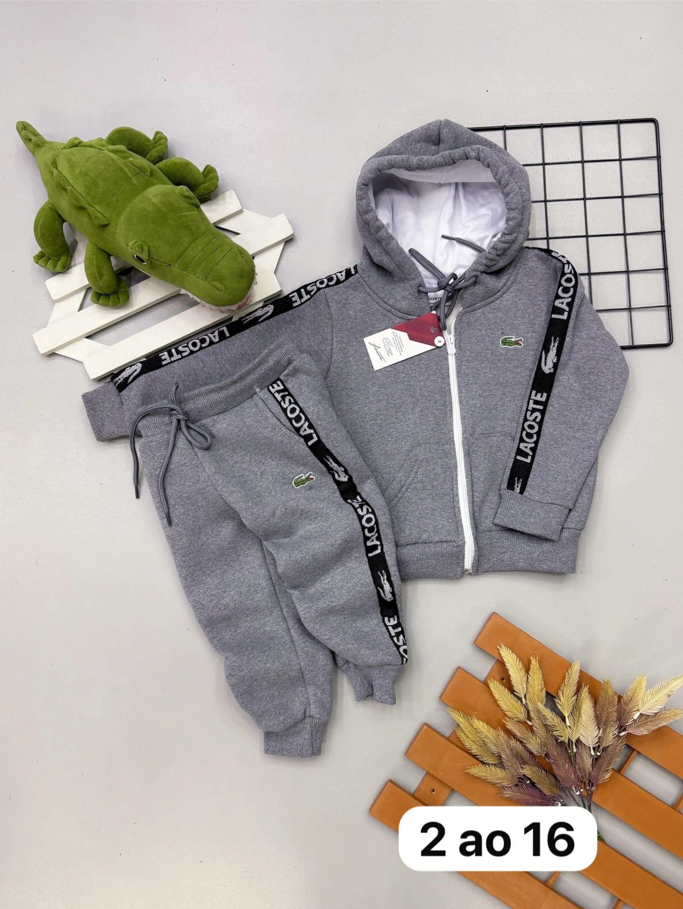 Conjunto de moletom 3 cabos Lacoste infantil/juvenil