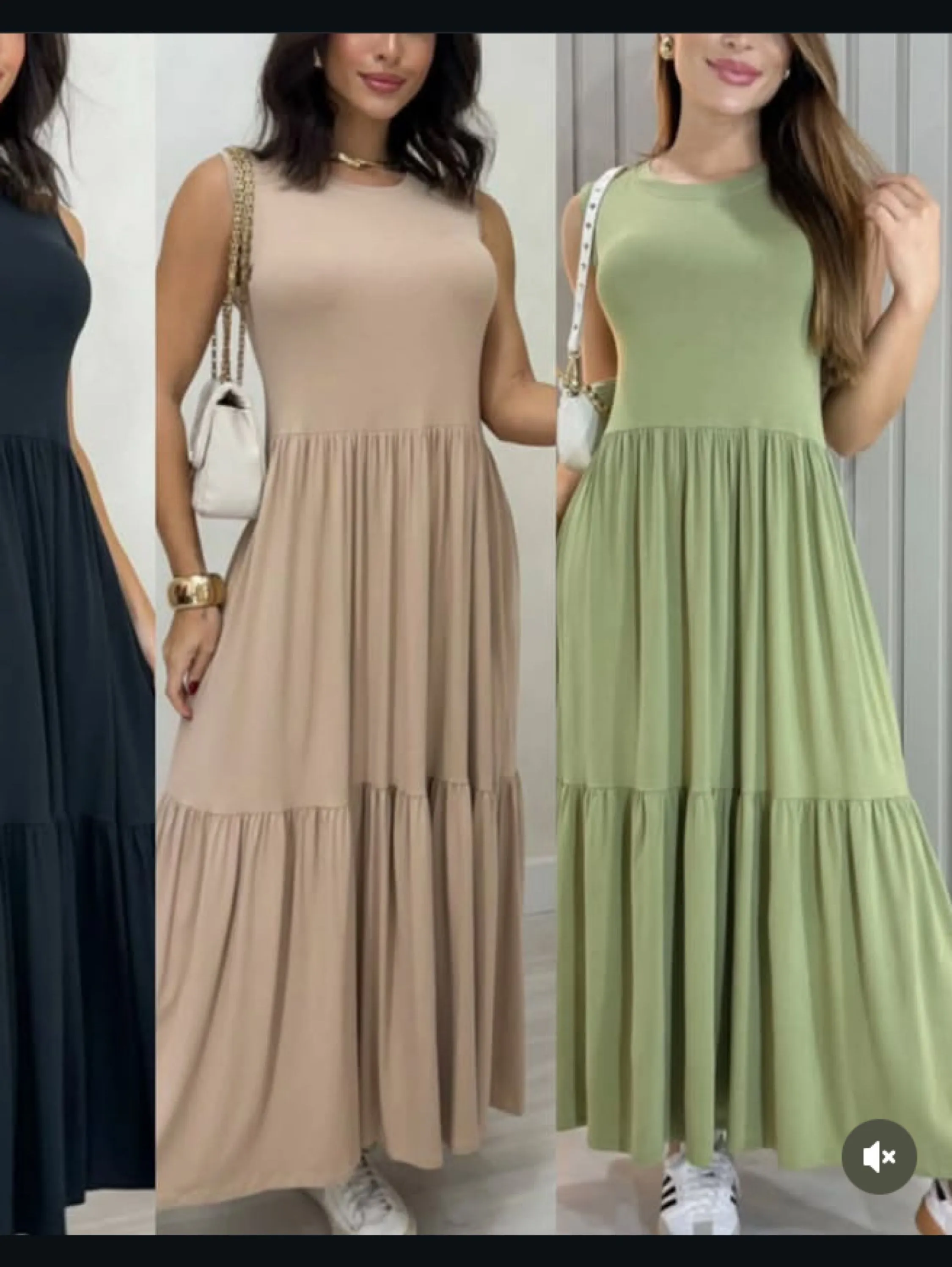 Vestido longo regata gola careca tecido viscolycra