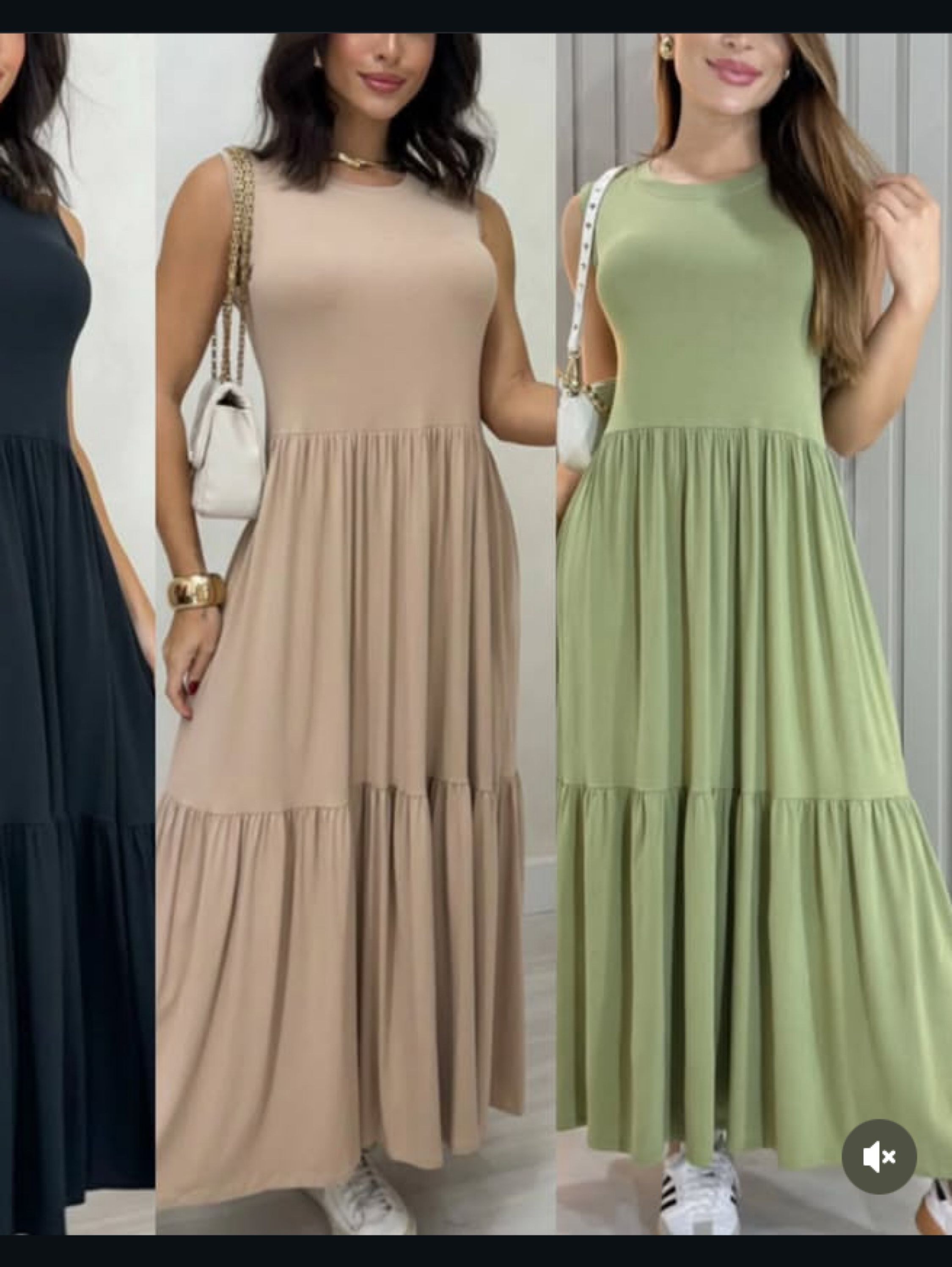 Vestido longo regata gola careca tecido viscolycra