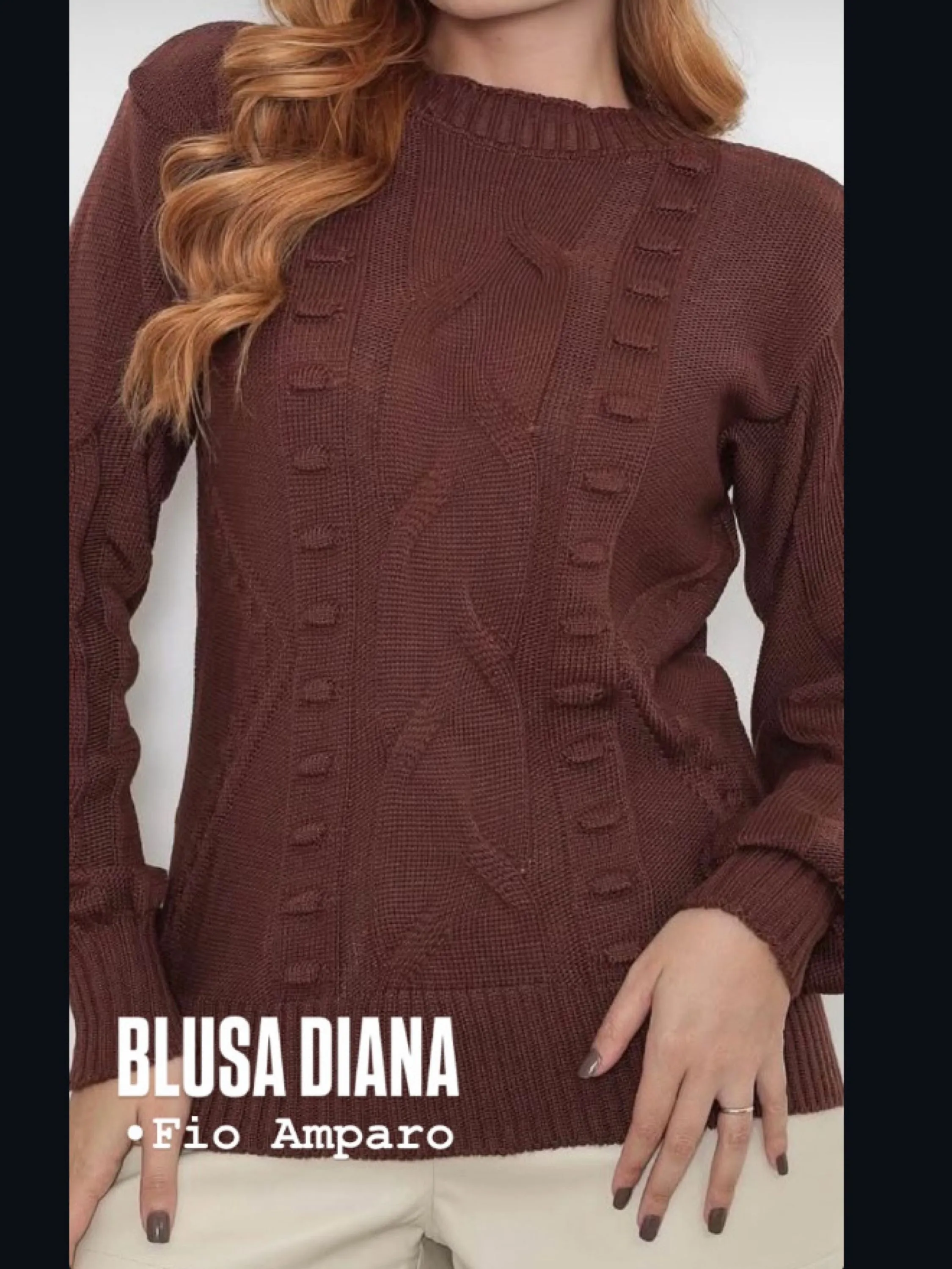 Blusa Diana tecido tricot tamanho único veste até 42