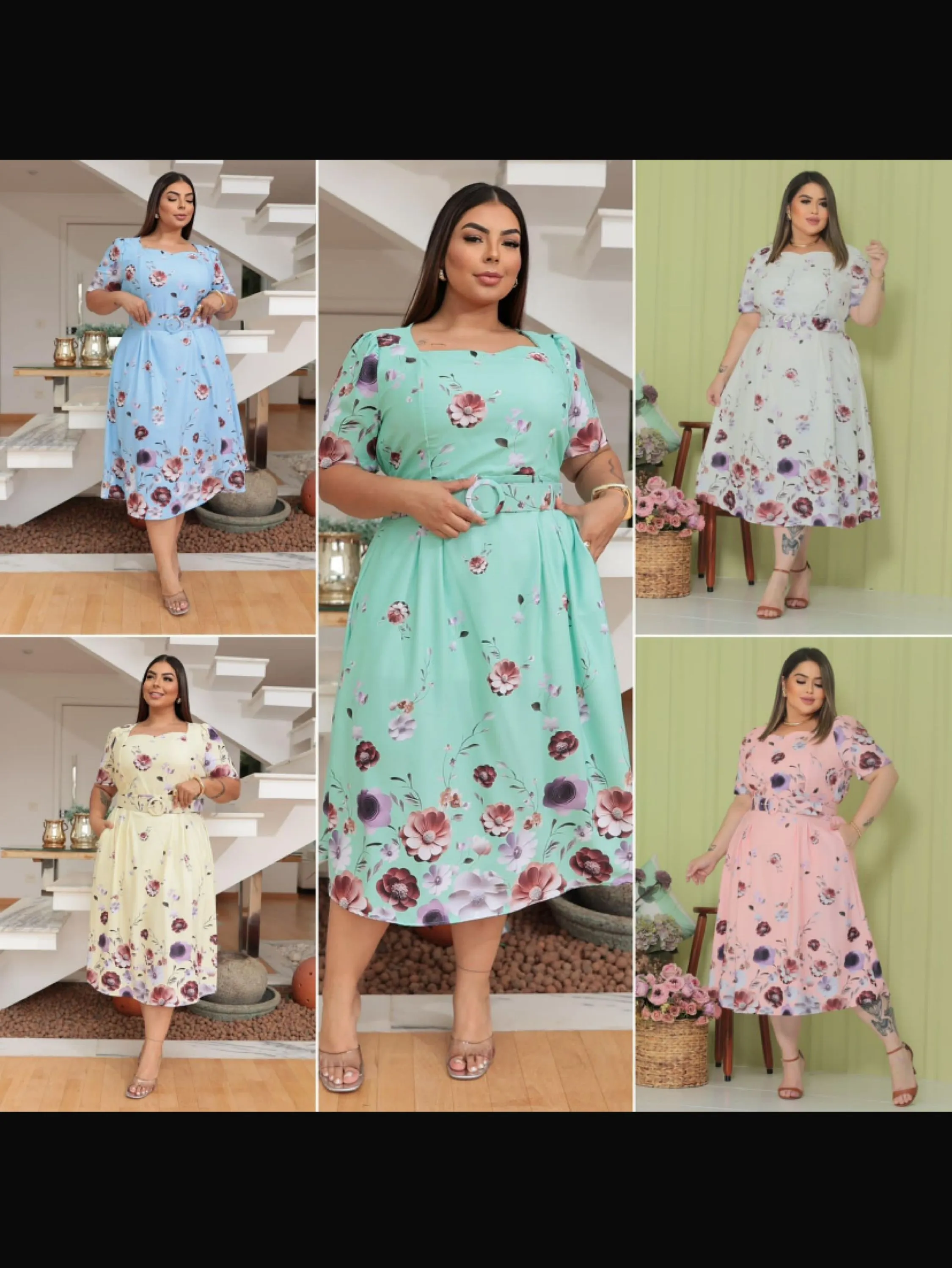 Vestido longuete com bolsos funcionais