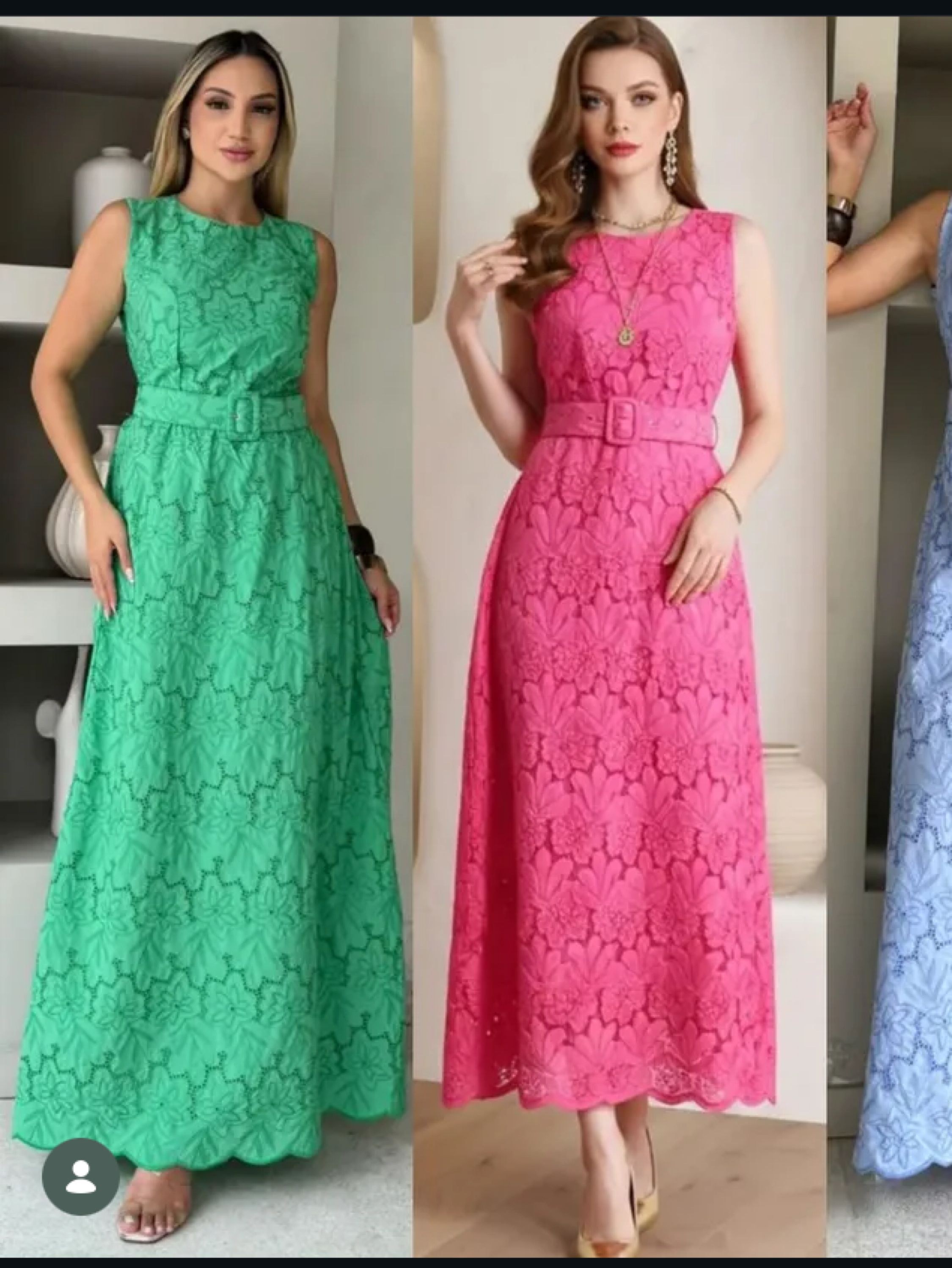 Vestido longo ,regata acompanha cinto