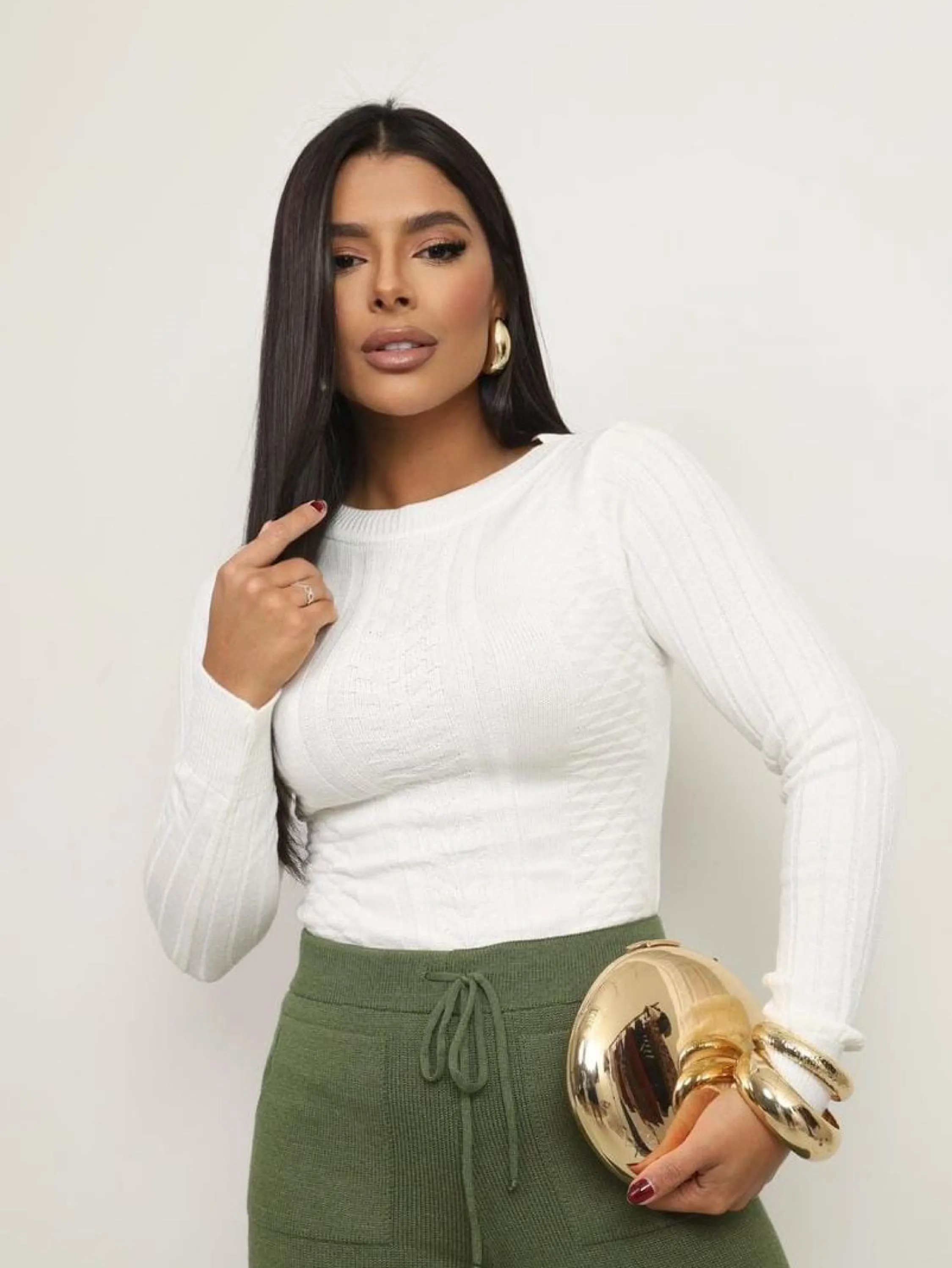 Blusa cropped Ester fio modal tamanho único veste até 42