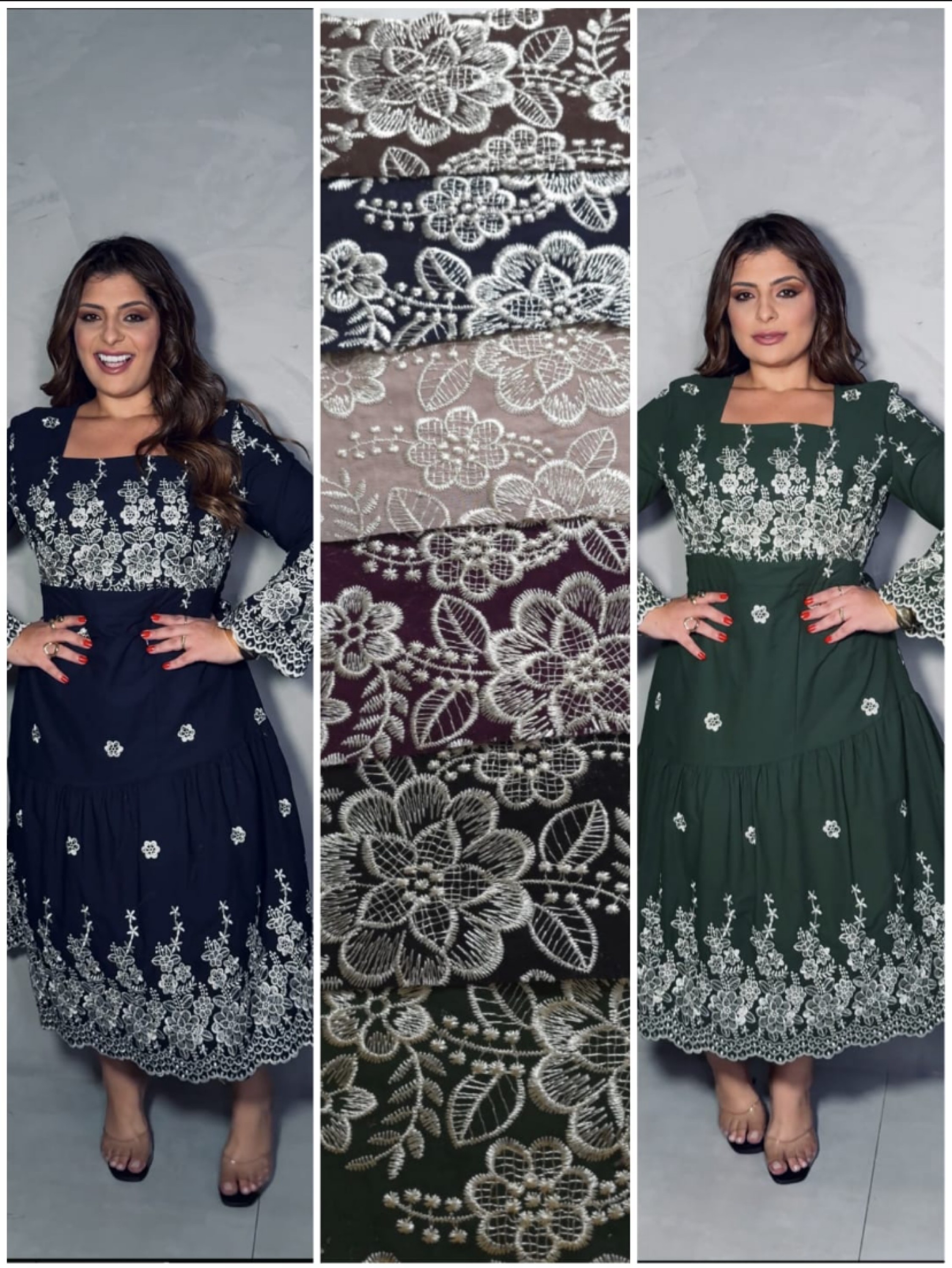 Vestido Niko plus size bordado Prata