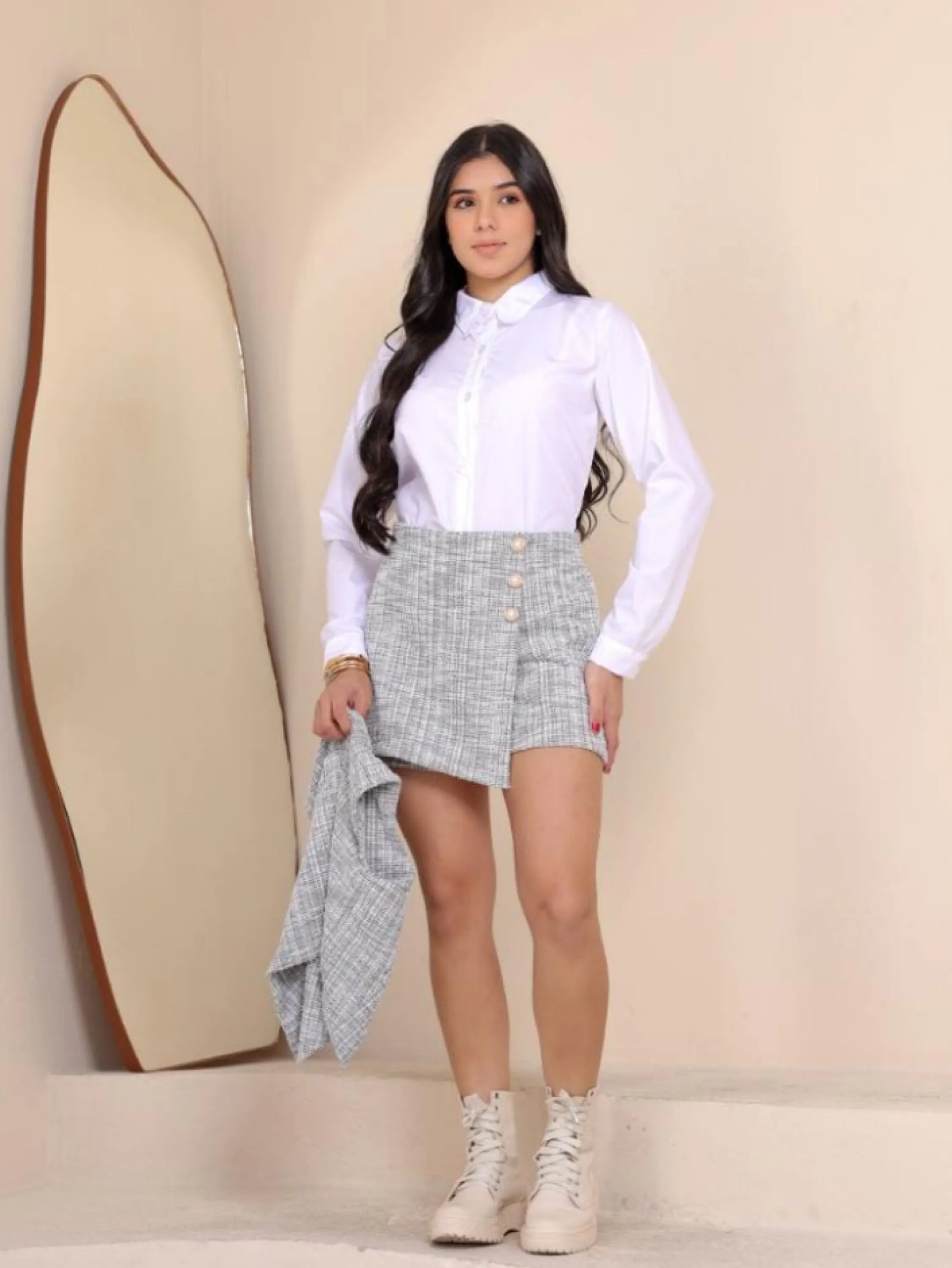 Camisa juvenil tecido tricoline manga longa