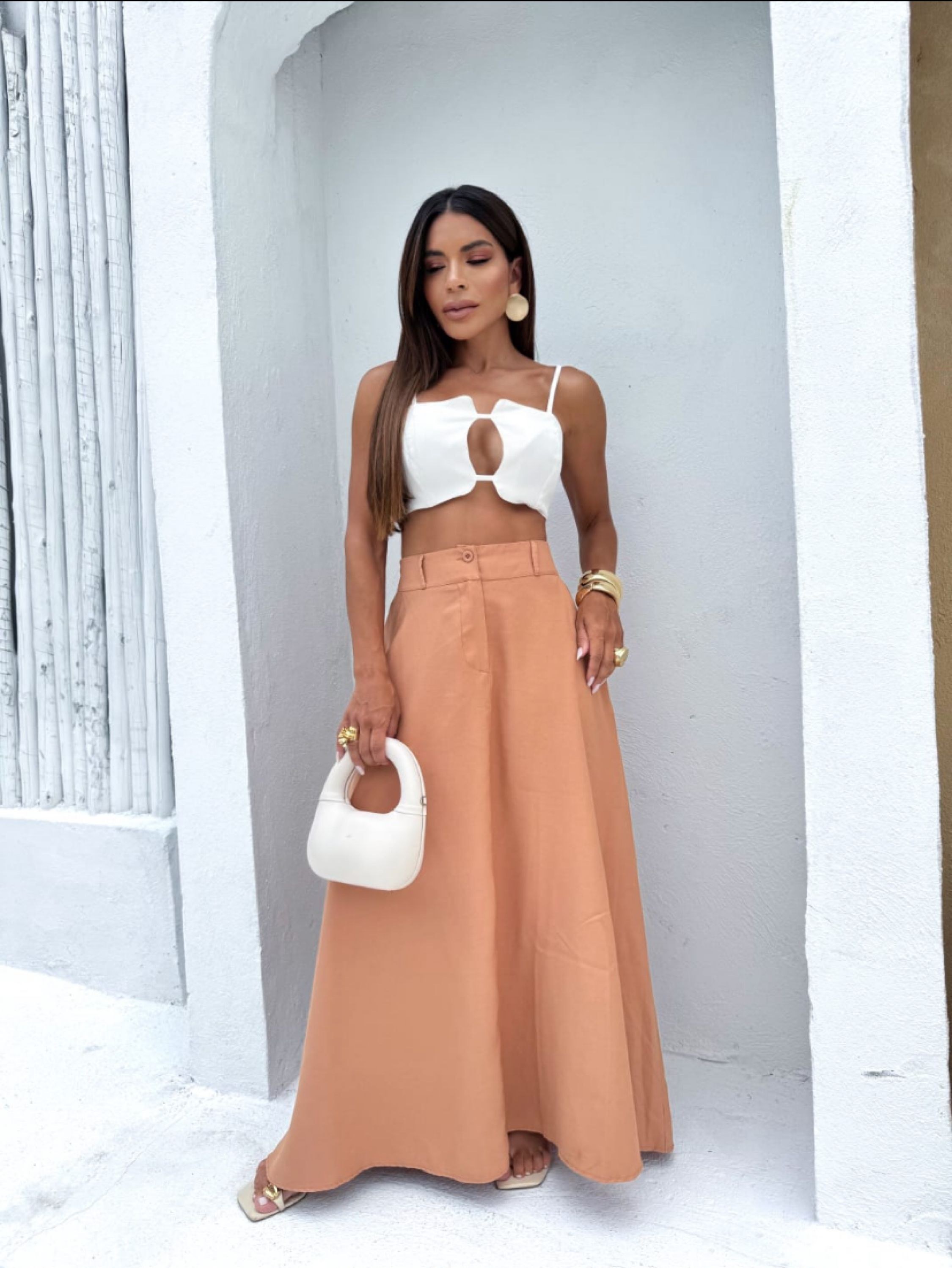 Saia longa moda Evangélica tecido sensorial