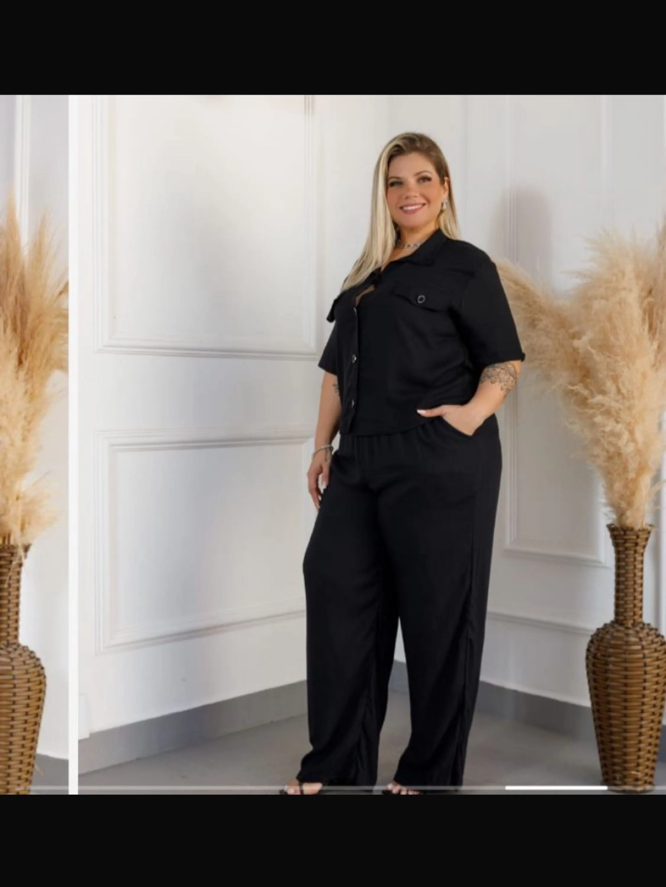 Conjunto Pantalona com elástico camisa manguinha