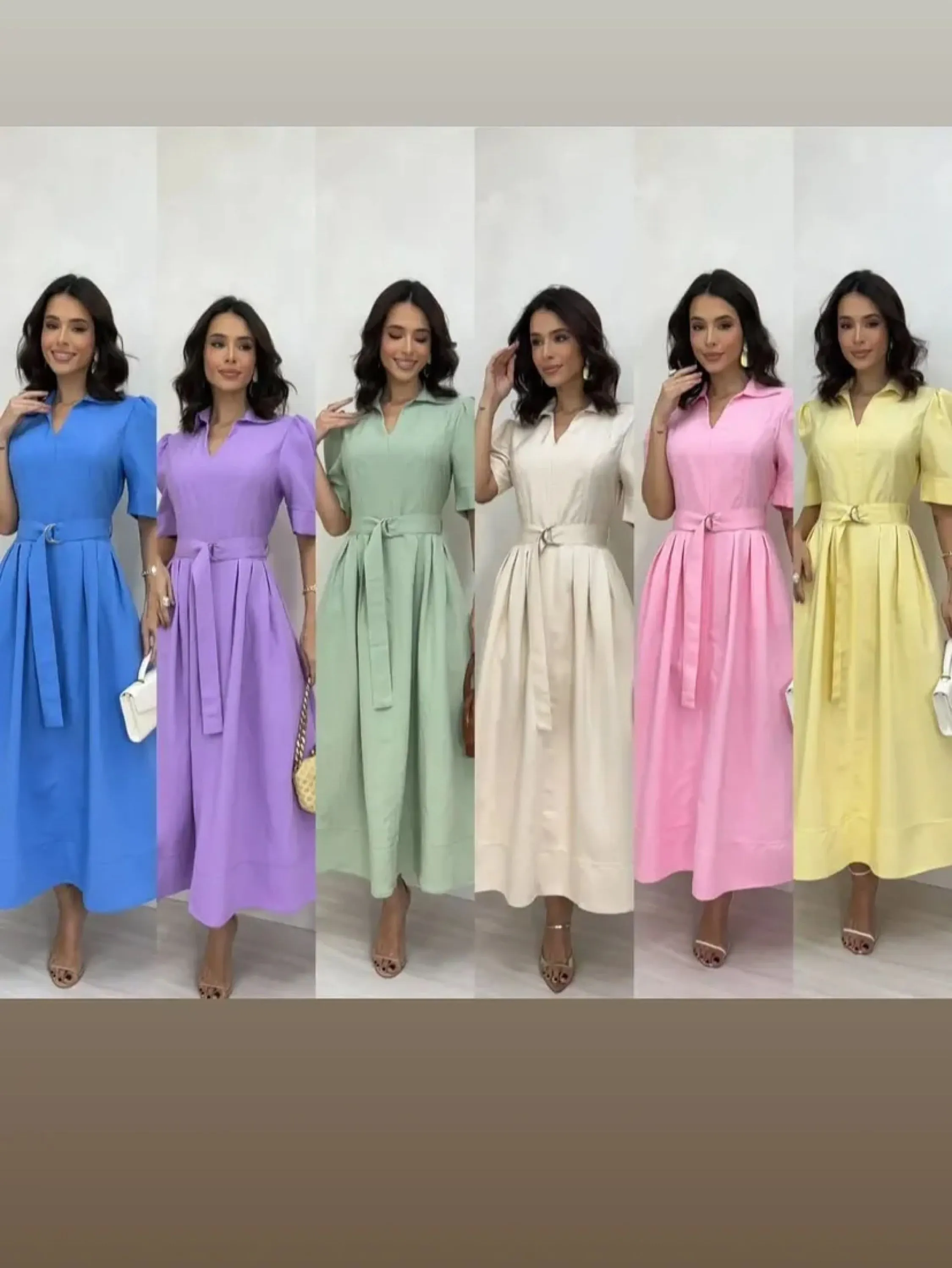 Vestido mídi com gola ,cinto amarração é manhã princesa